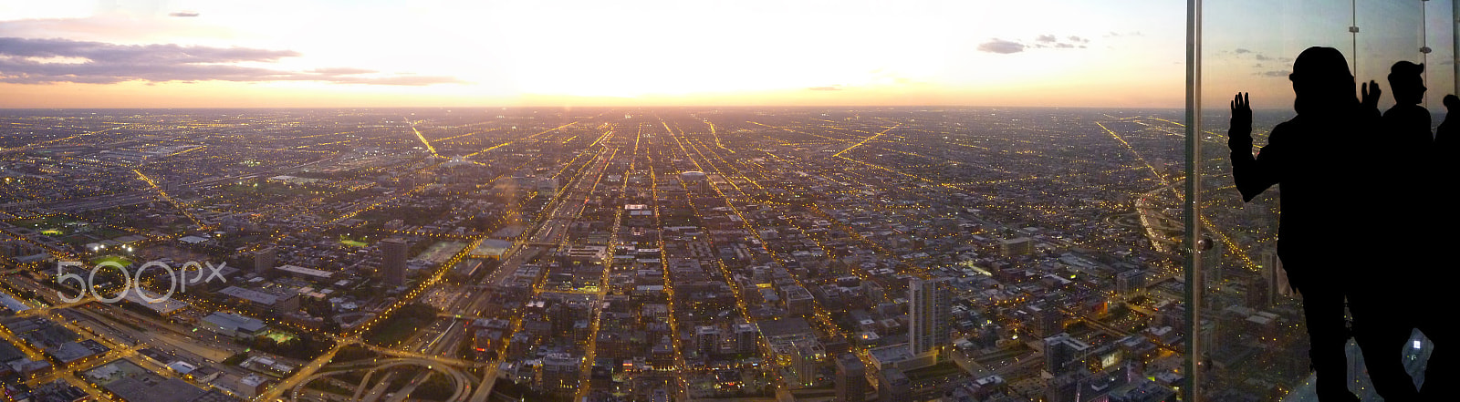 Panasonic DMC-TS10 sample photo. Sunset at skydeck, willis tower ledge, chicago photography