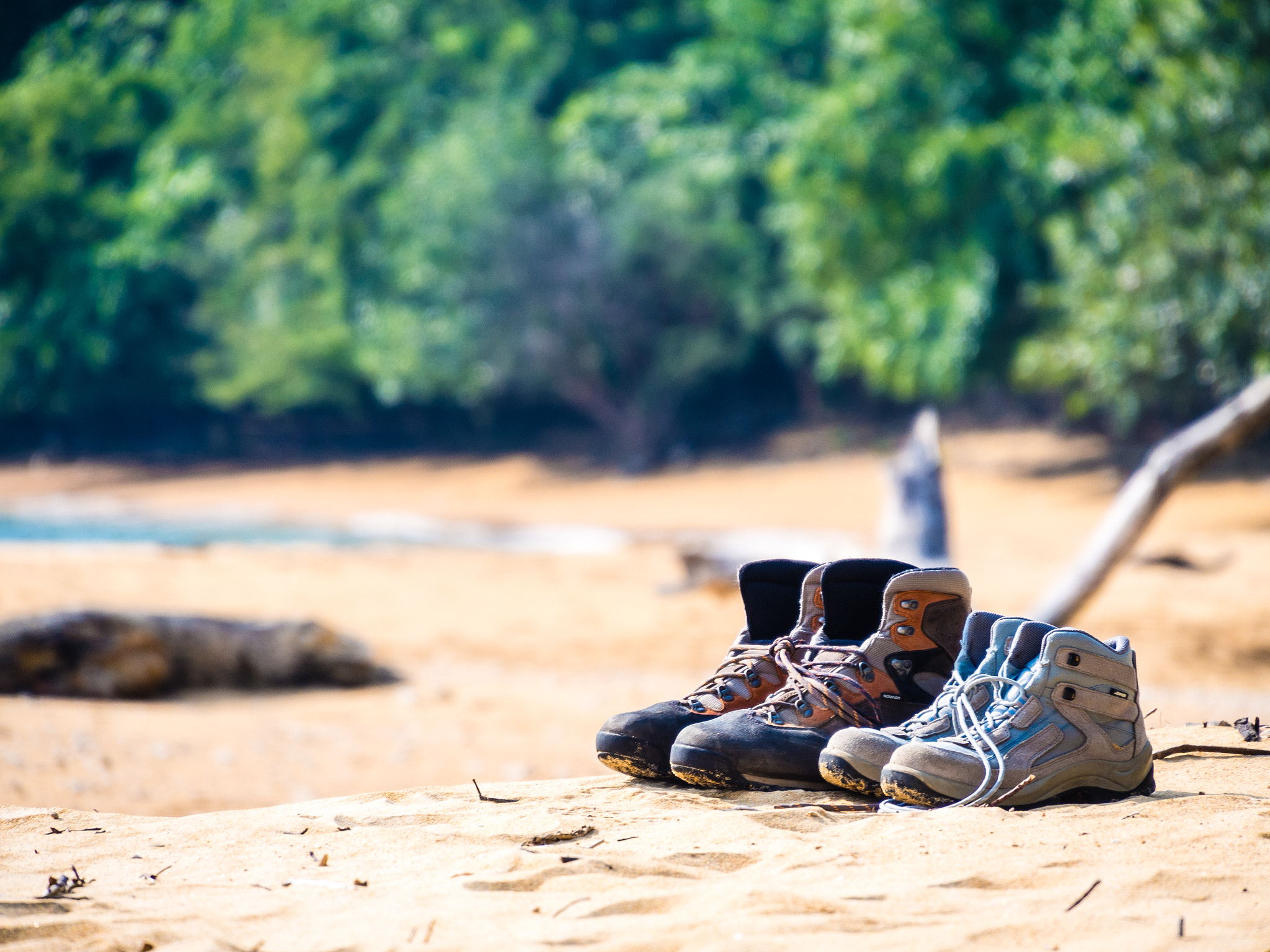 Olympus PEN E-PL5 sample photo. Hiking shoes on the beach photography
