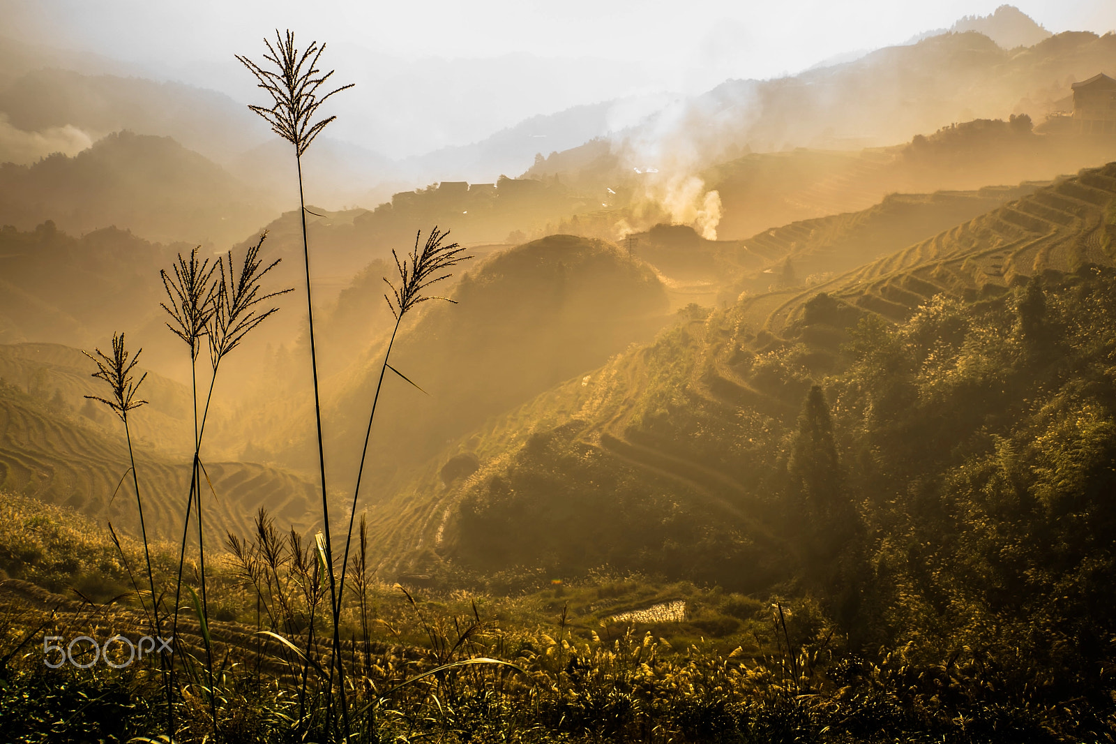 Sony E 18-200mm F3.5-6.3 OSS LE sample photo. Smoke on the rice terraces photography