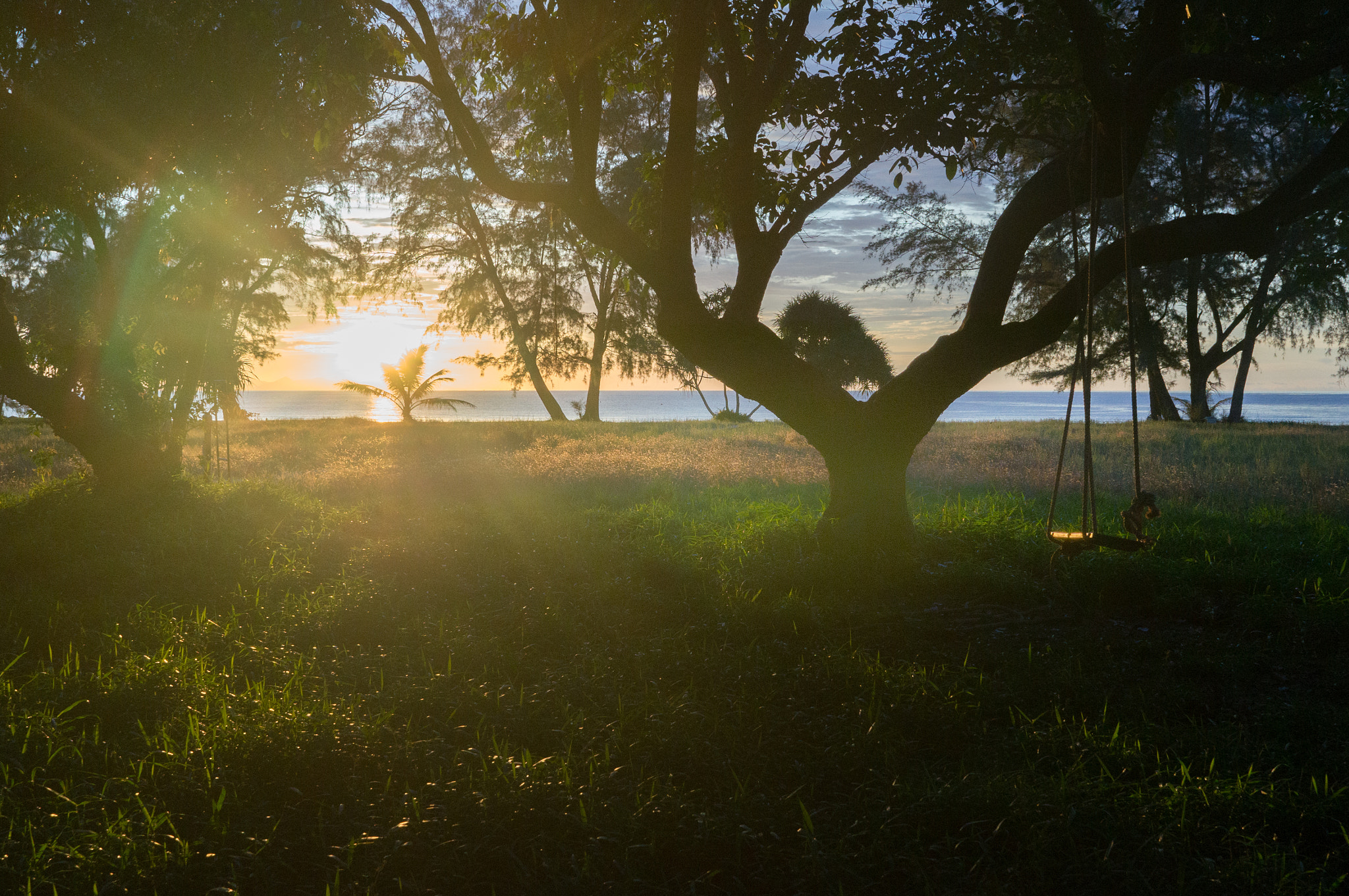 Sony Alpha NEX-6 + Minolta AF 28mm F2 sample photo. Swing at sunset in tarutao, thailand photography