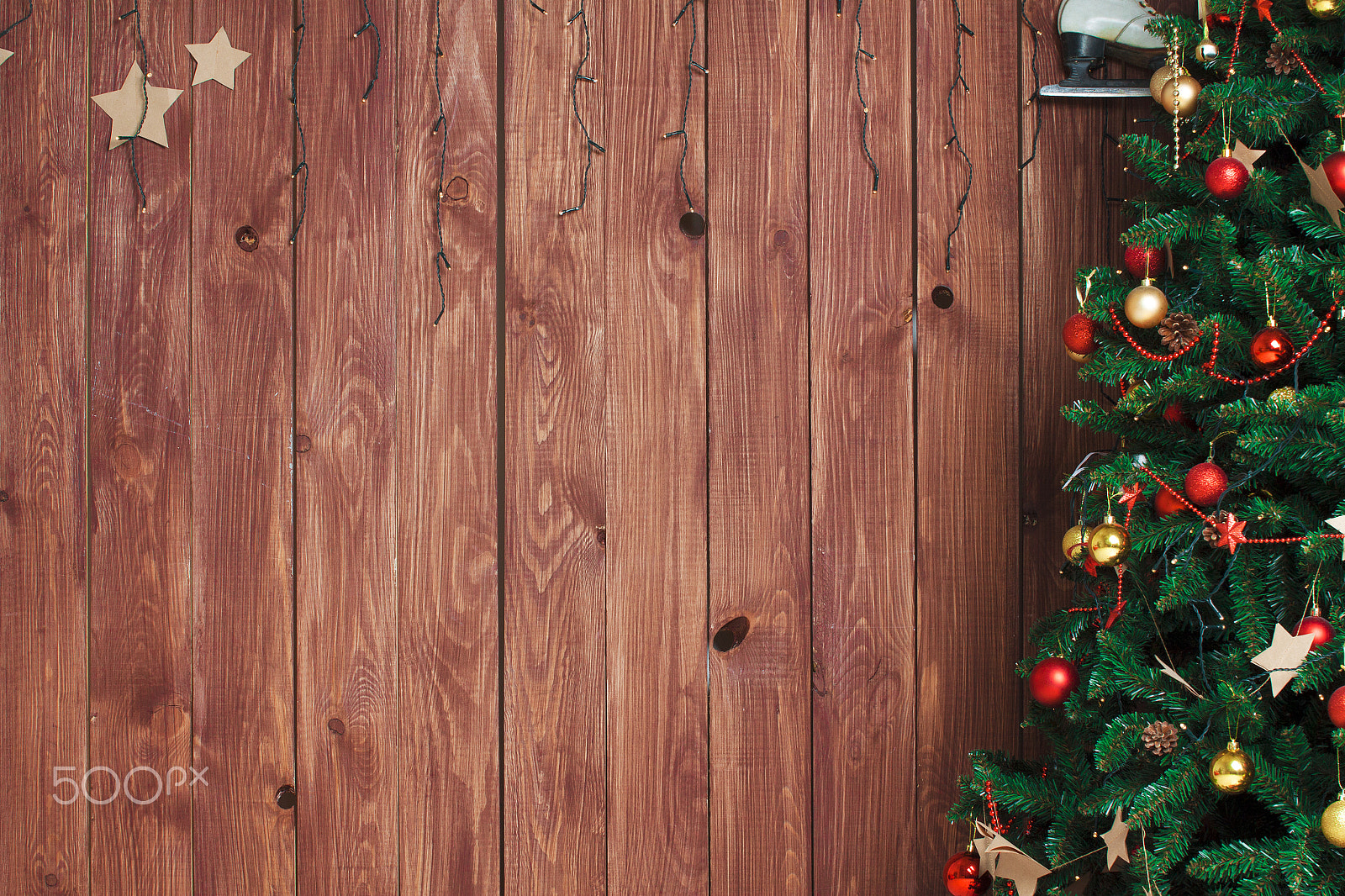 Sigma 50mm F1.4 EX DG HSM sample photo. Christmas tree on wooden background photography