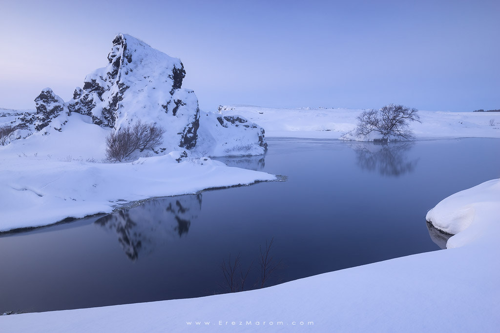 16-35mm F4 OSS sample photo. The white cover of mývatn photography
