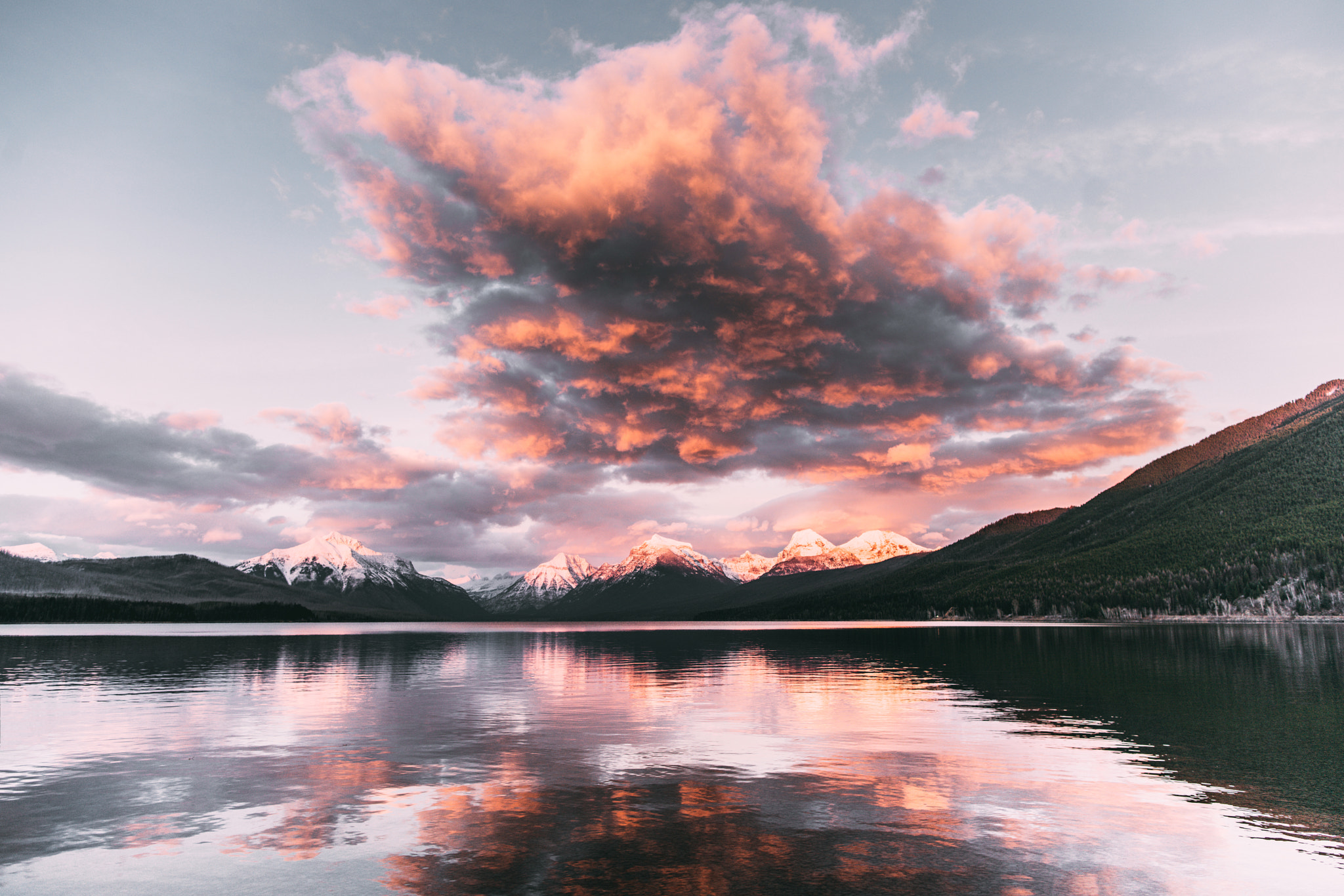 Sony a7R II + Canon EF 24mm F1.4L II USM sample photo. Lake mcdonald sunset photography