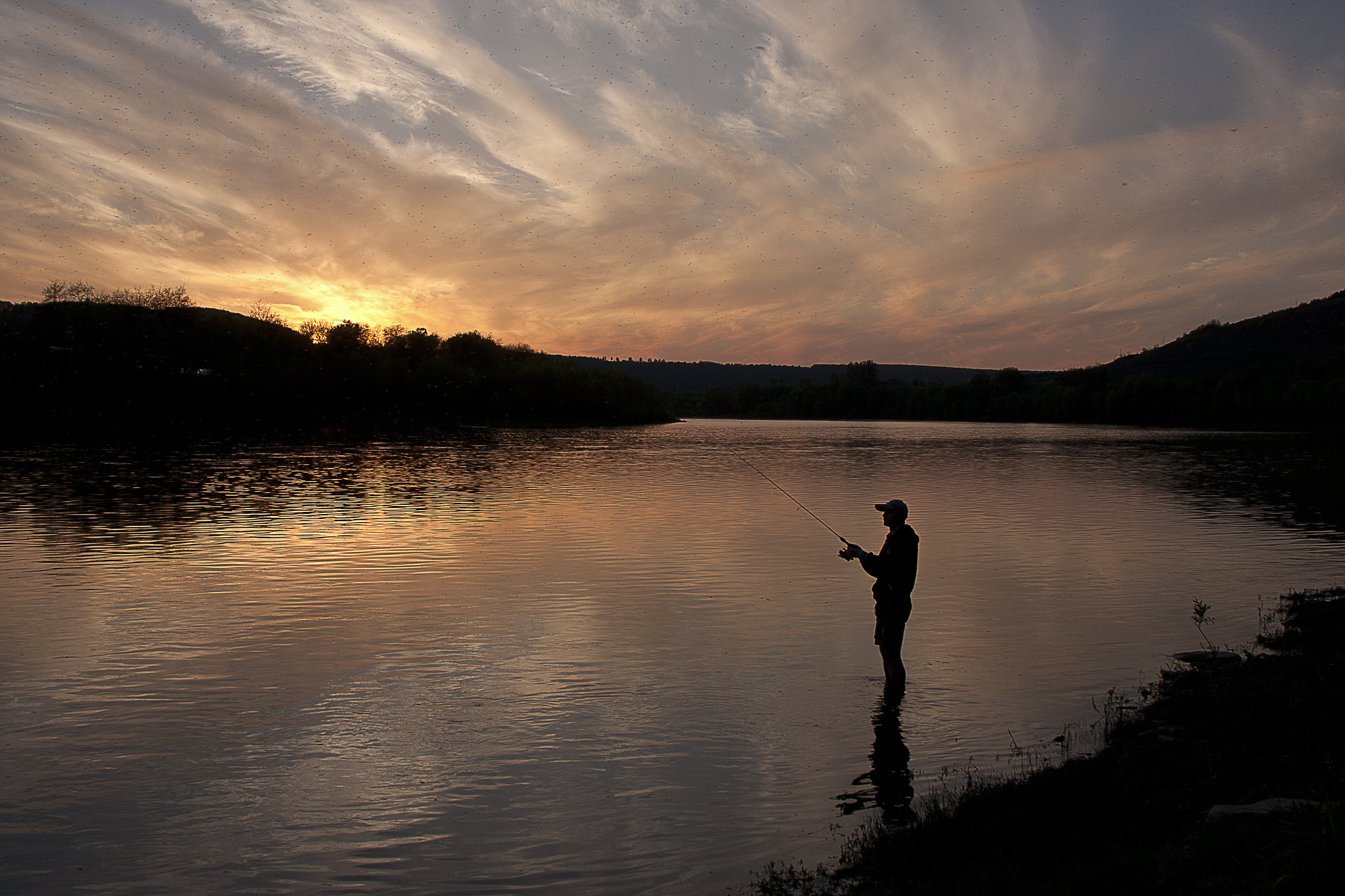 Canon EF 24-85mm F3.5-4.5 USM sample photo. Sunset fishing photography