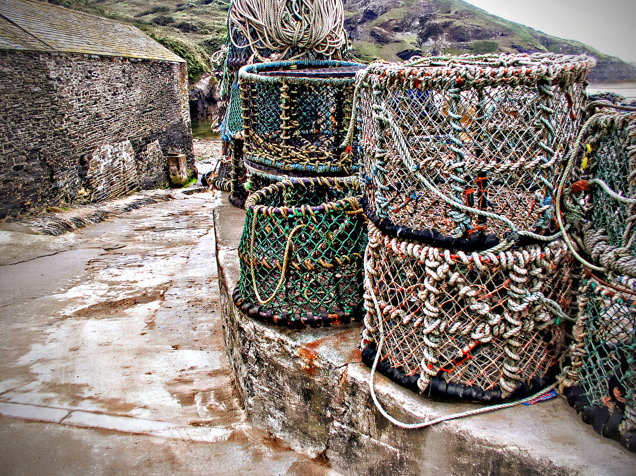 Olympus C4100Z,C4000Z sample photo. Cornish lobster pots photography
