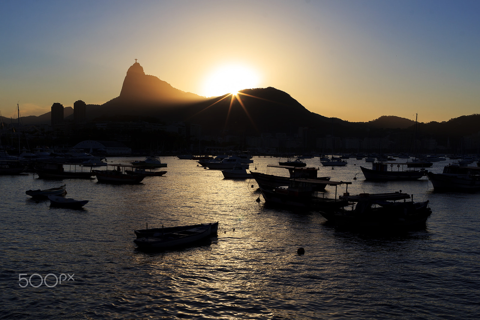 Canon EOS 60D + Canon EF 24mm F1.4L II USM sample photo. Corcovado christ the redeemer sunset guanabara bay, rio de janei photography