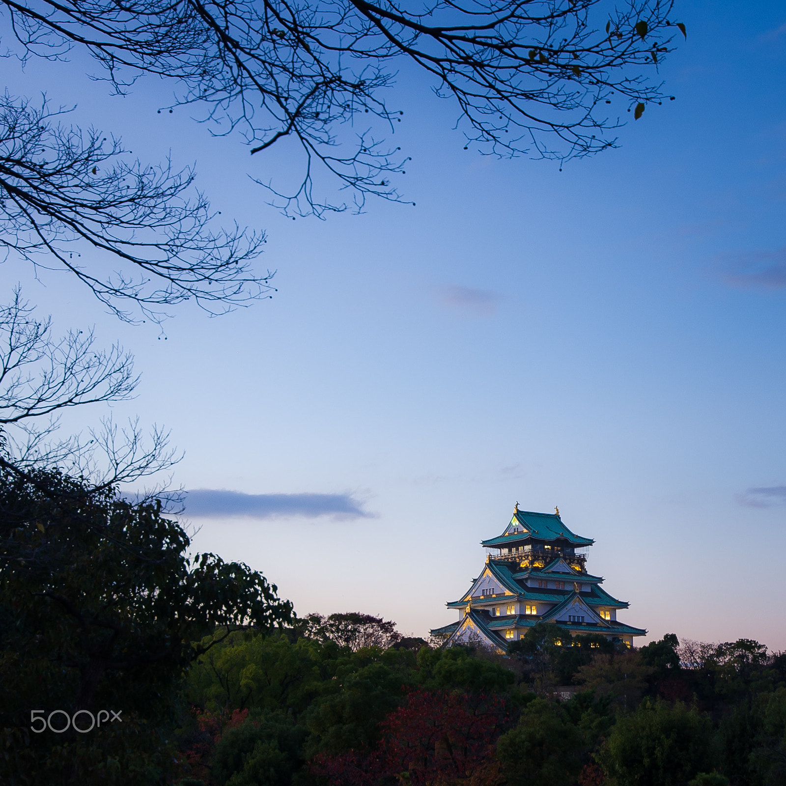 Nikon AF-S Nikkor 18-35mm F3.5-4.5G ED sample photo. Osaka castle in the evening photography