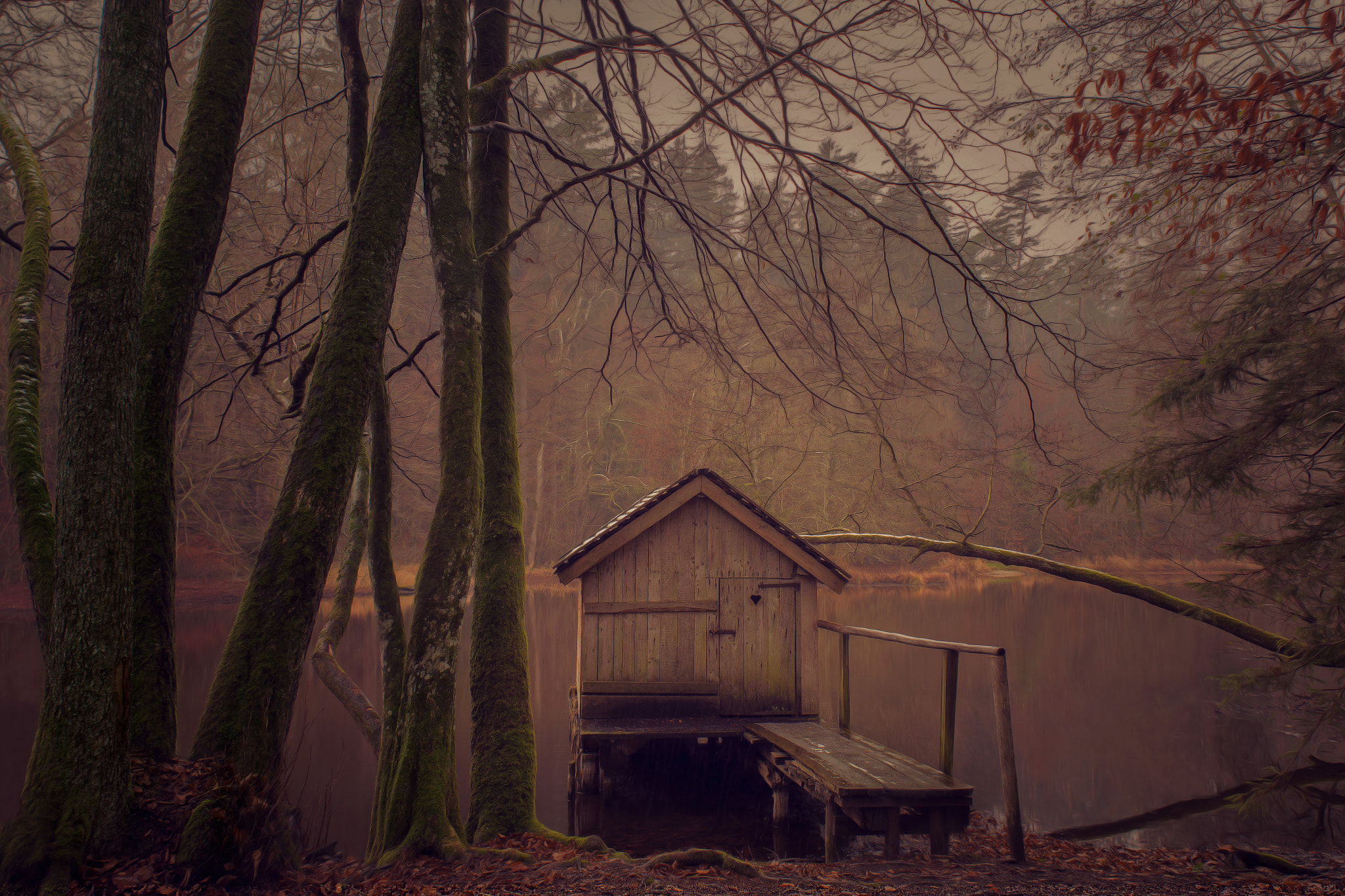 Nikon D7100 + Nikon AF Nikkor 24mm F2.8D sample photo. The boathouse | first snowfall huckingersee photography