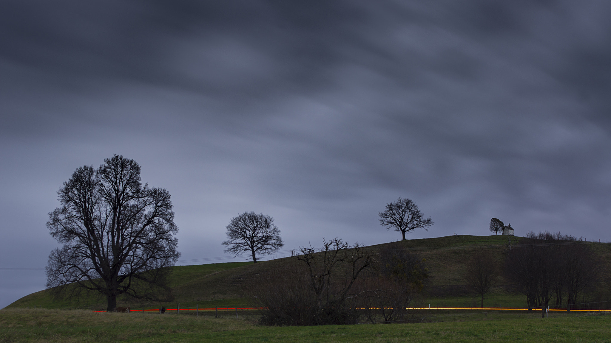 Pentax K-x sample photo. Chapel in an evening windblow photography