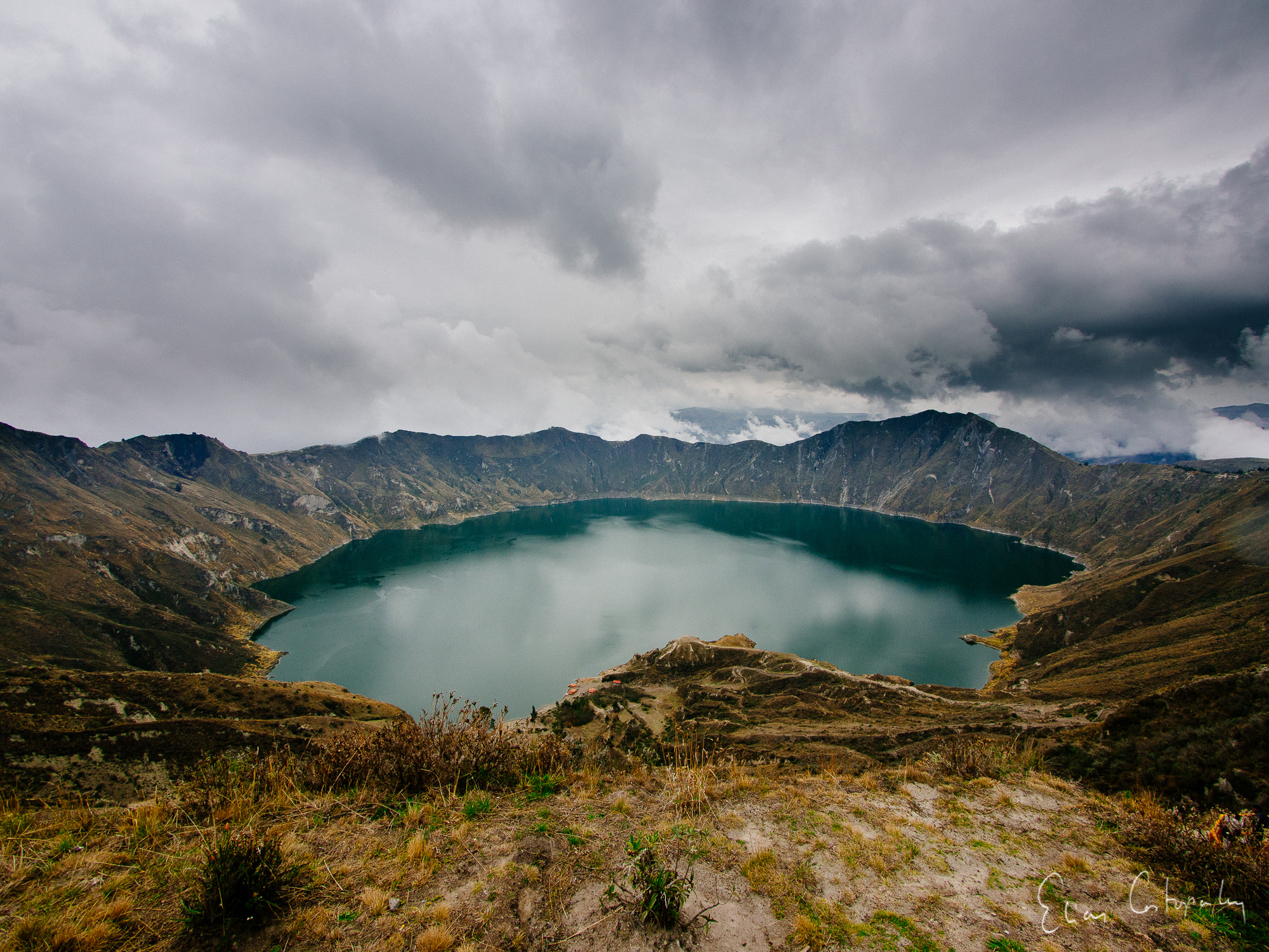 Olympus OM-D E-M5 + Panasonic Lumix G Vario 7-14mm F4 ASPH sample photo. Quilotoa lagoon photography