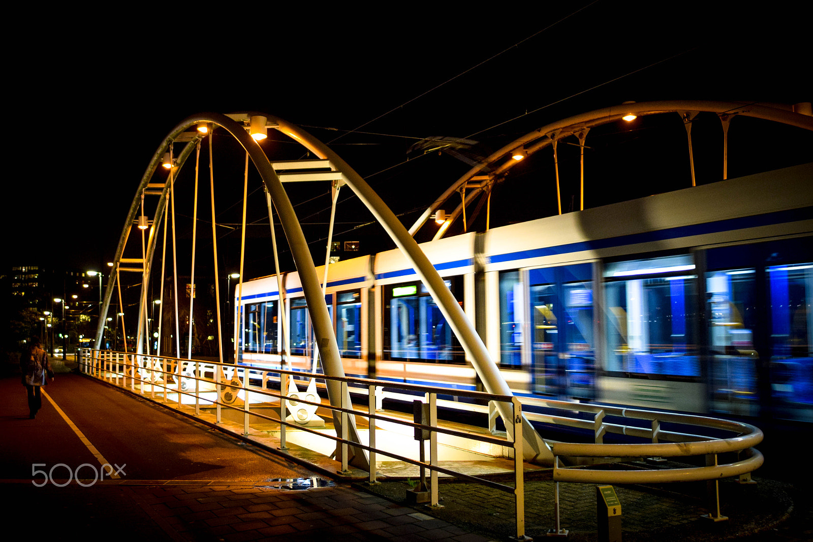 Nikon D5300 + Nikon AF-S Nikkor 20mm F1.8G ED sample photo. Night tram, amsterdam photography