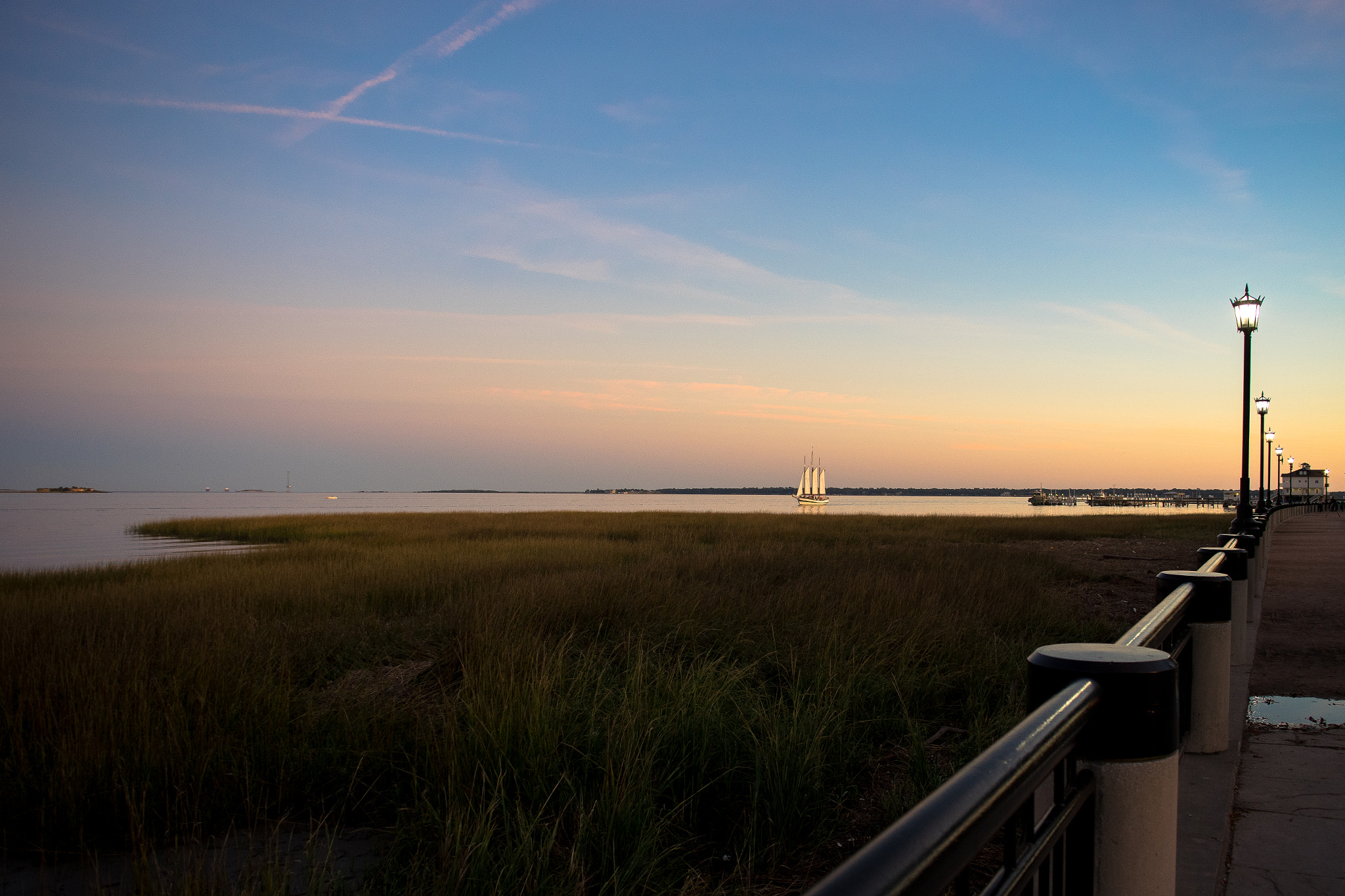 Sony a7 II + Canon EF 24mm F2.8 sample photo. Charleston sailboat photography