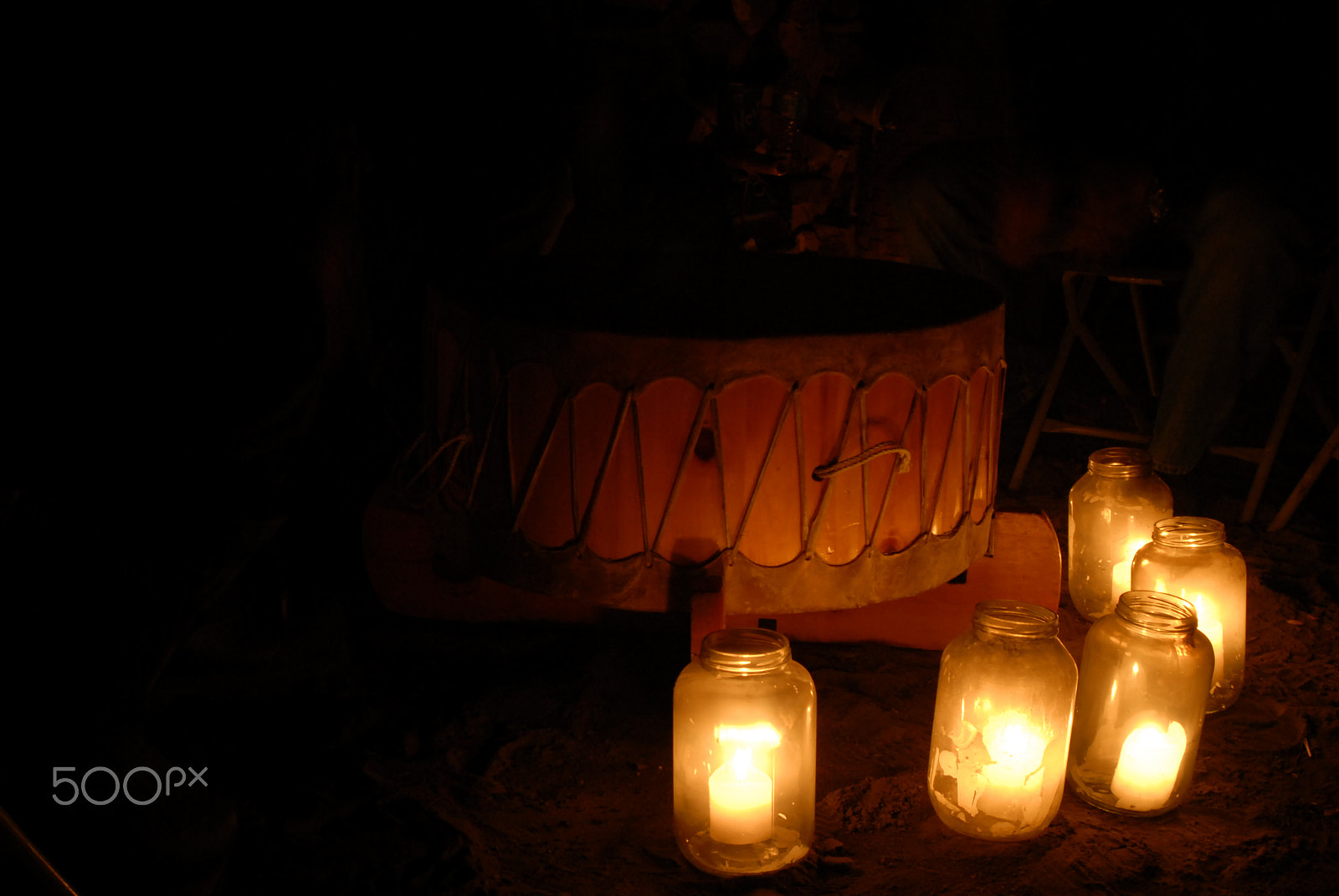 Nikon D200 sample photo. Ceremonial drum by candle light photography