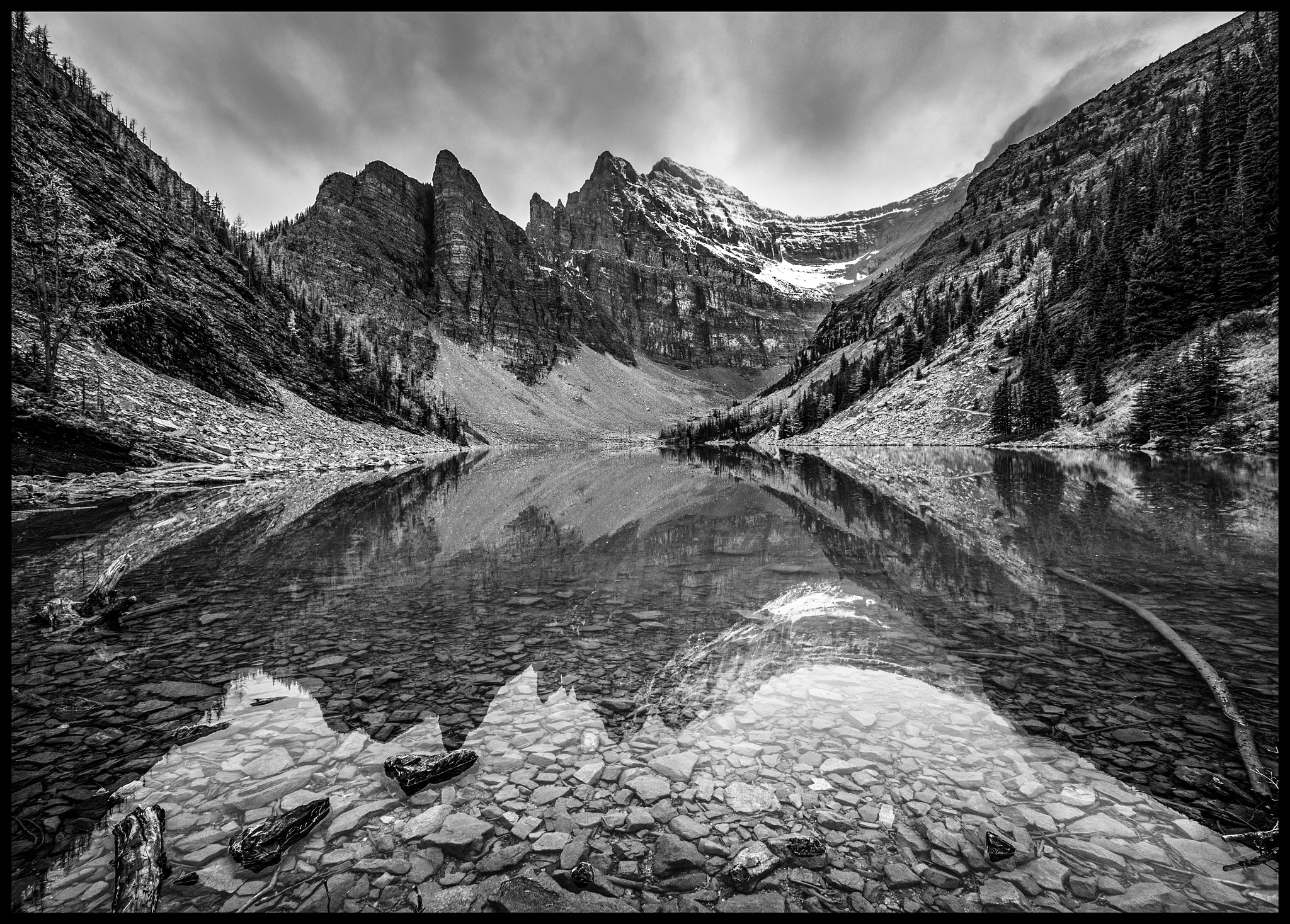 Panasonic Lumix DMC-GH4 + Olympus M.Zuiko Digital ED 7-14mm F2.8 PRO sample photo. Lake agnes reflections photography