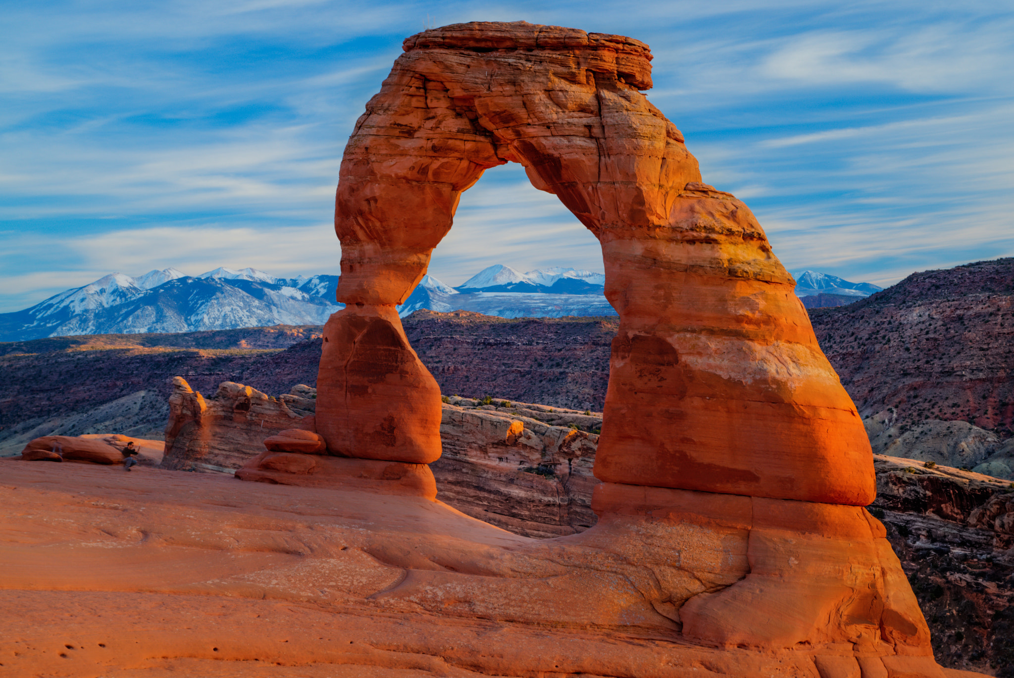 Sony a7R + Canon EF 24-105mm F4L IS USM sample photo. Delicate arch at sunset photography