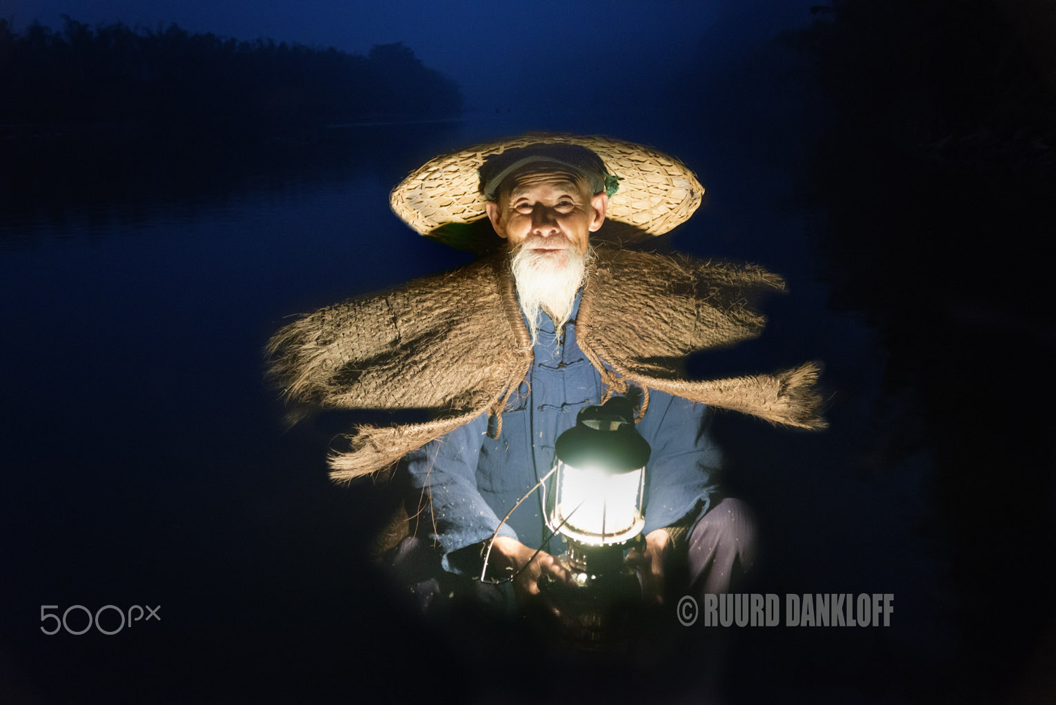 Close up Portrait Chinese traditional fisherman, Li River Chinaclose up ofTraditional Chinese 75 yea