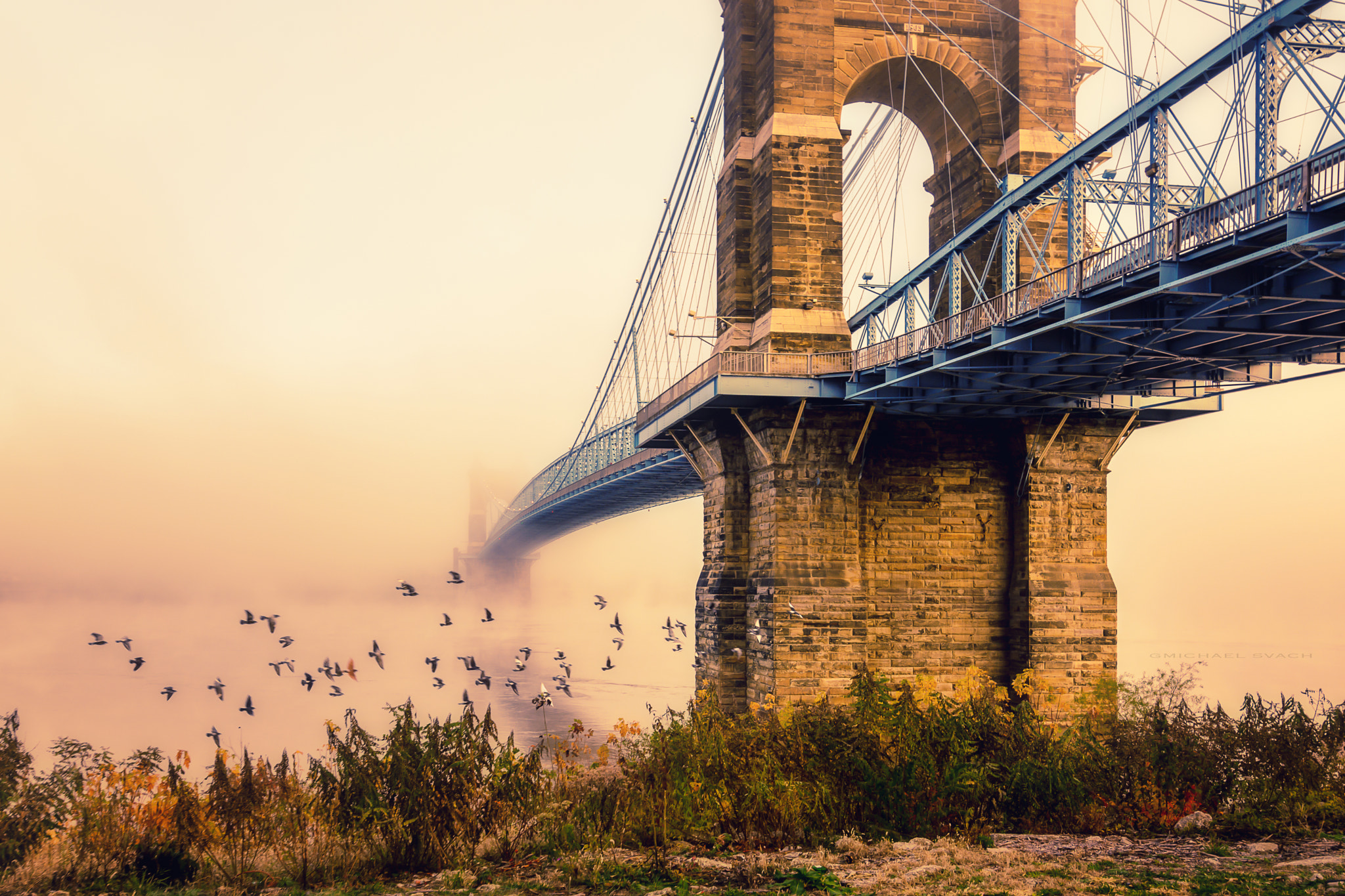Tamron SP 15-30mm F2.8 Di VC USD sample photo. Foggy roebling bridge photography