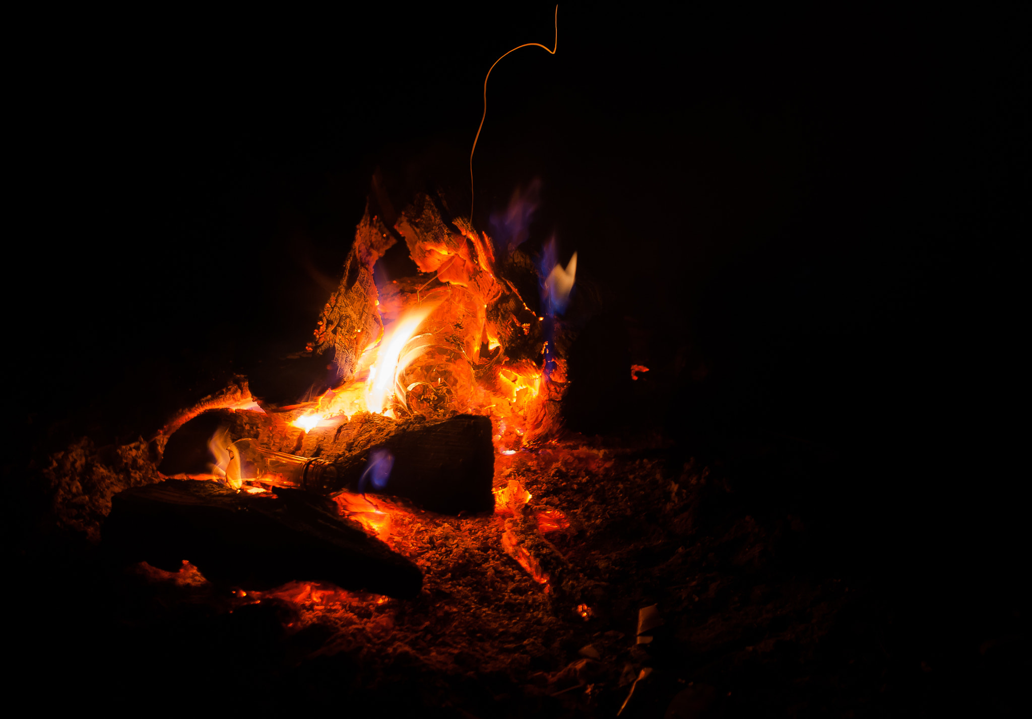 Sony Alpha DSLR-A900 + Minolta AF 50mm F1.7 sample photo. Fire in night forest photography