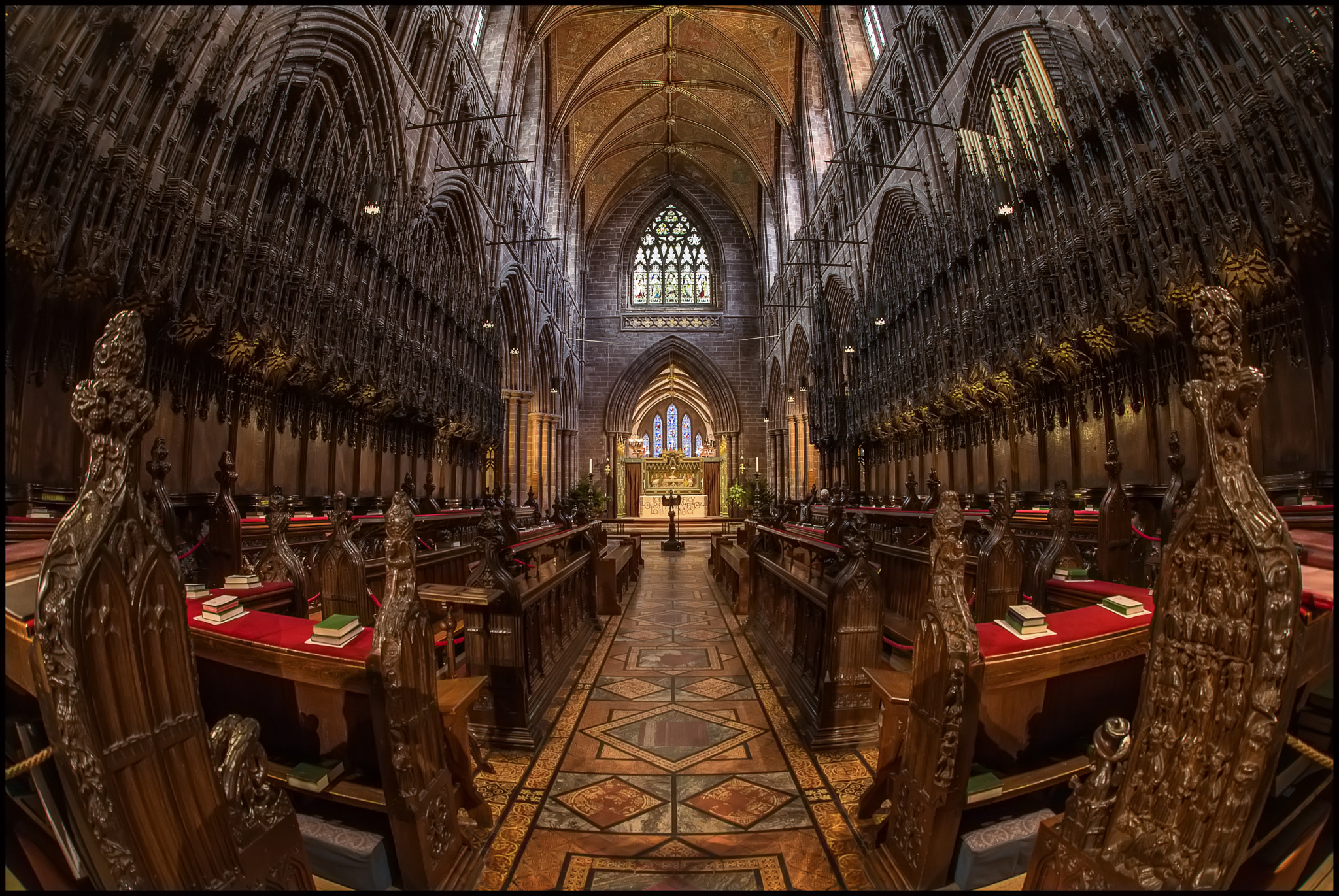 Nikon D610 + Sigma 15mm F2.8 EX DG Diagonal Fisheye sample photo. Chester cathedral. photography