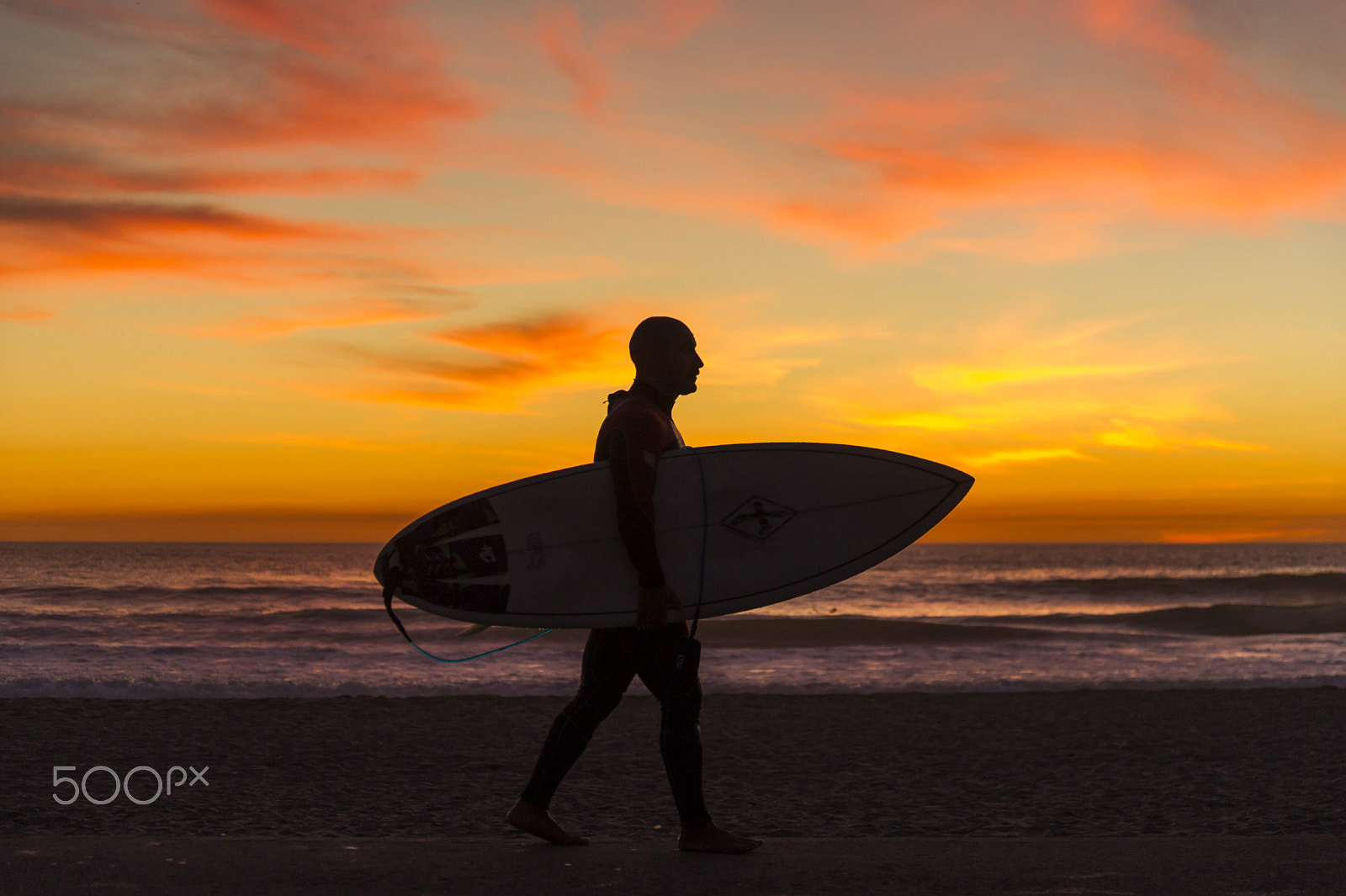 Nikon D3S sample photo. Surfer at sunset in oceanside photography
