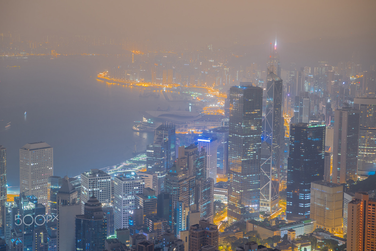Nikon D800E + Nikon AF-S Nikkor 24-70mm F2.8E ED VR sample photo. Skyscrapers in victoria harbor hong kong from the peak photography