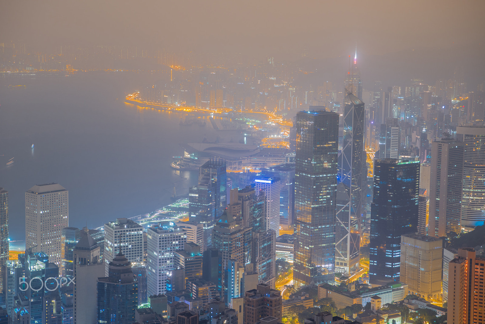 Nikon AF-S Nikkor 24-70mm F2.8E ED VR sample photo. Skyscrapers in victoria harbor hong kong from the peak photography