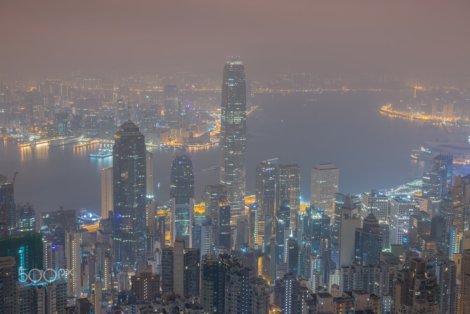 Nikon AF-S Nikkor 24-70mm F2.8E ED VR sample photo. Skyscrapers in victoria harbor hong kong from the peak photography