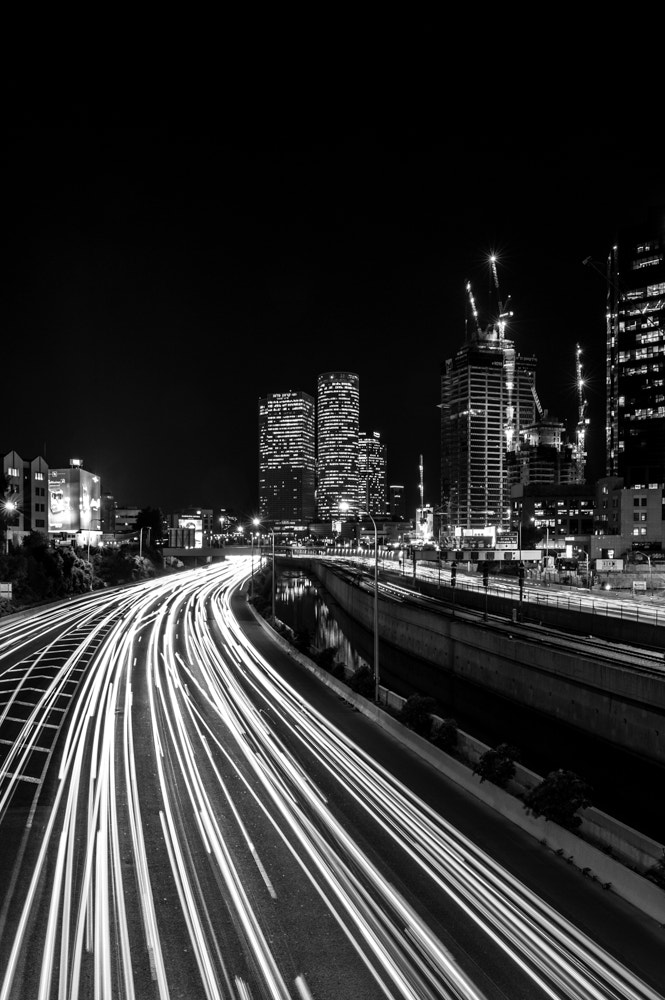 Nikon D700 + Nikon PC-E Nikkor 24mm F3.5D ED Tilt-Shift sample photo. Israel, tel aviv, ayalon freeway at night photography