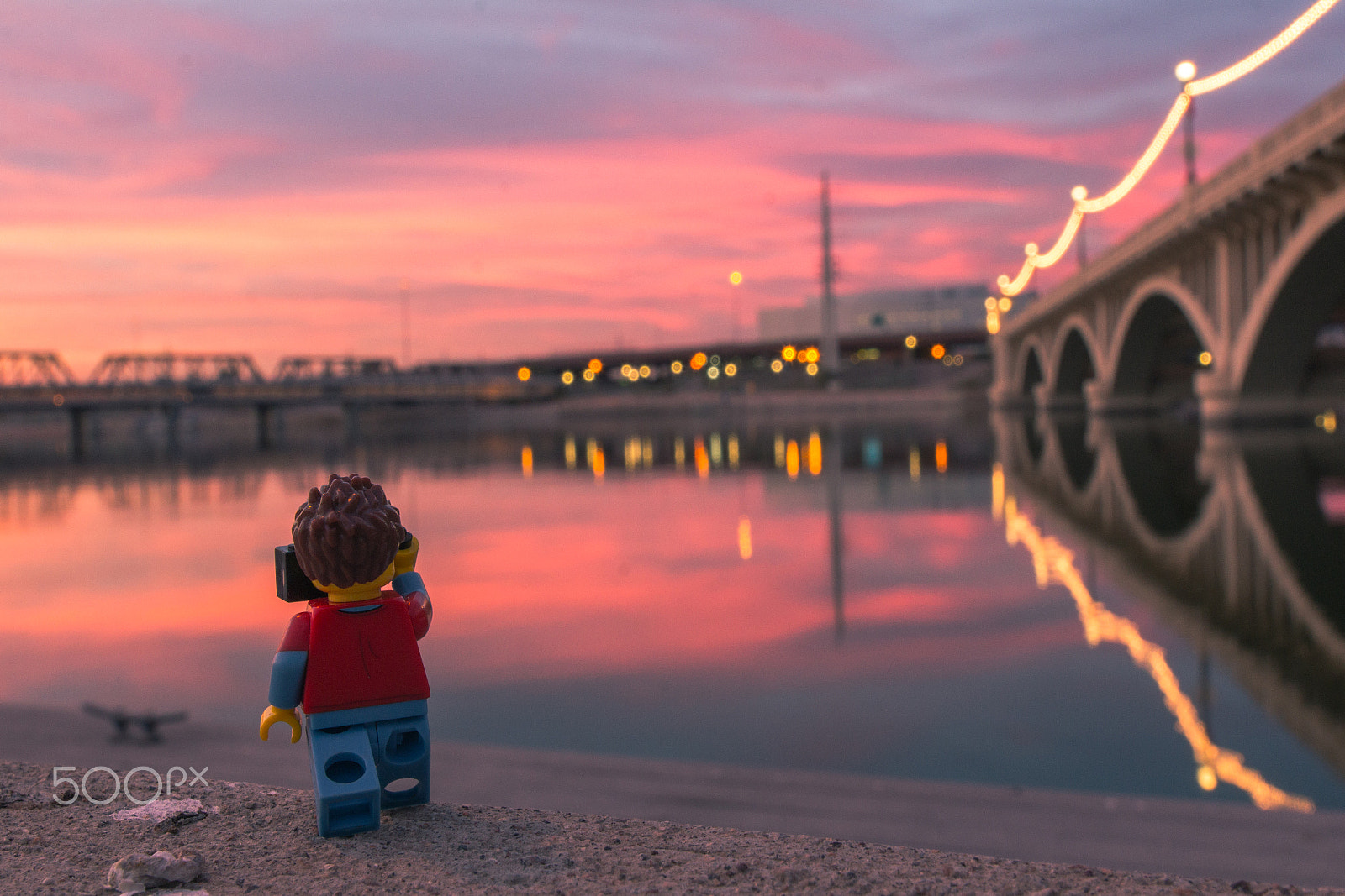 Sigma 24mm F1.4 DG HSM Art sample photo. Lego sunset at tempe town lake photography