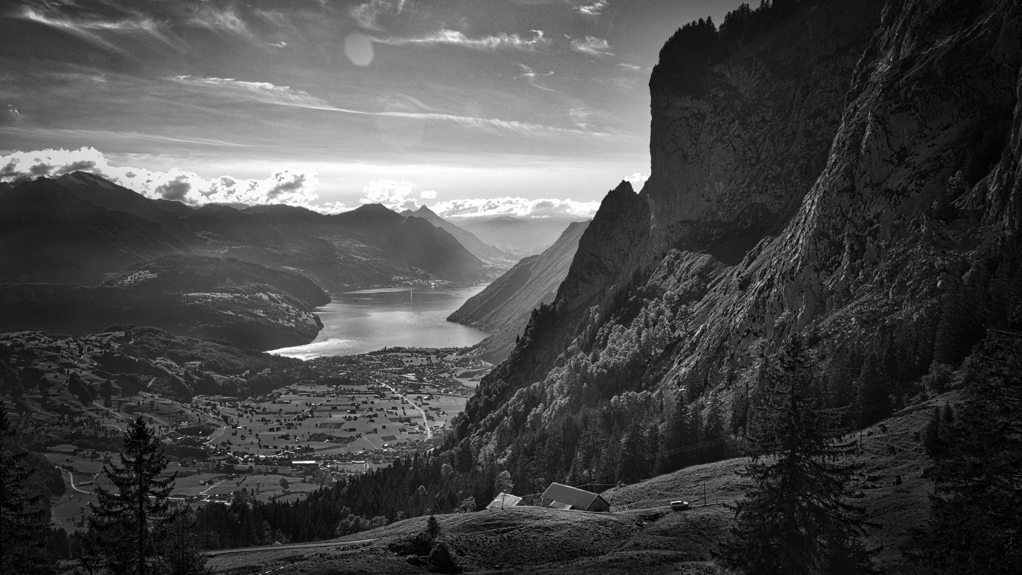 Sigma 28-105mm F4-5.6 UC sample photo. Mountain view in black and white photography