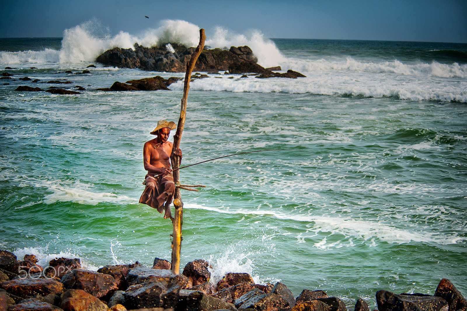Nikon D3 sample photo. Stilt fishermen of sri lanka photography
