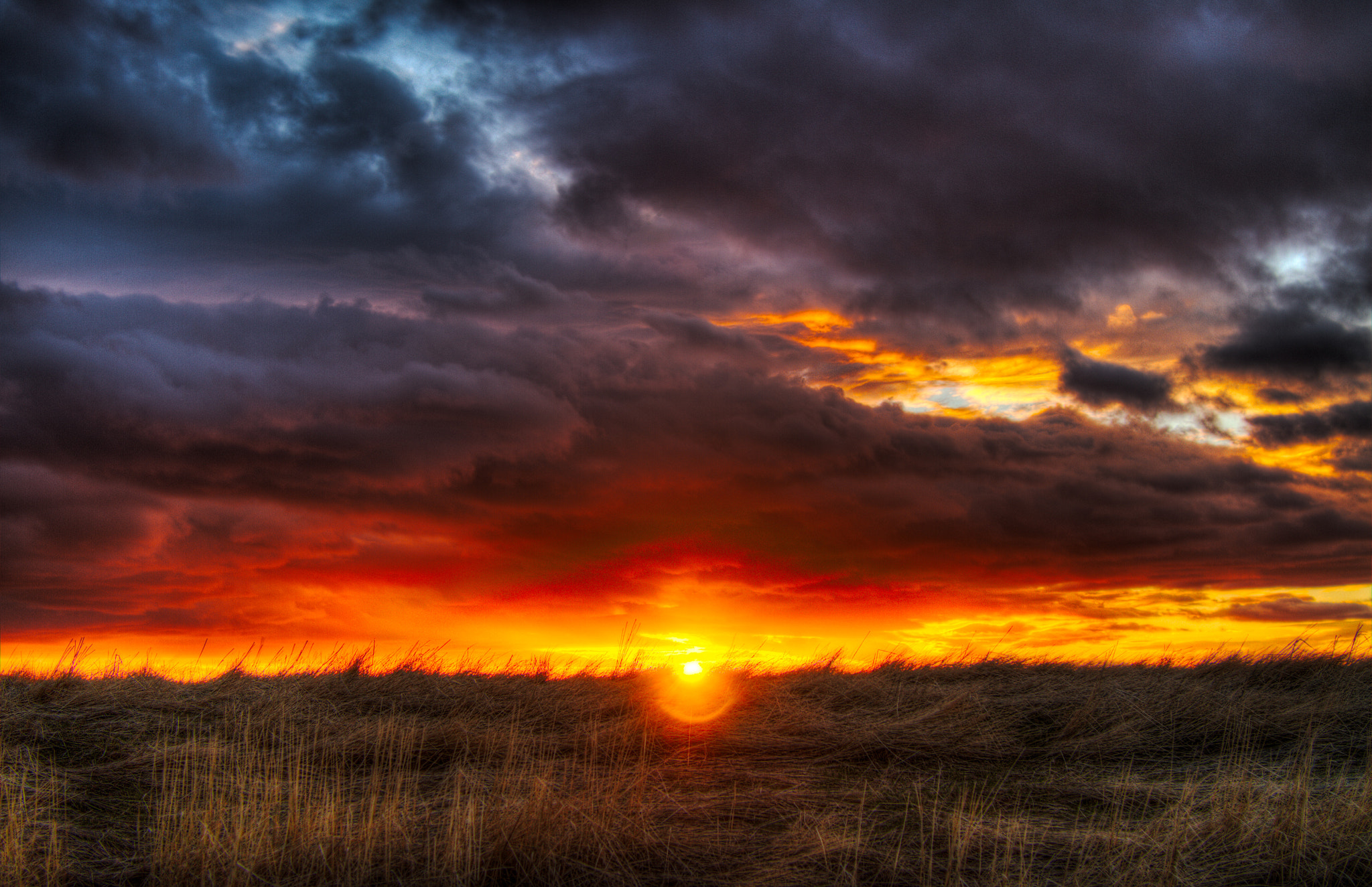 Canon EF 28mm F2.8 IS USM sample photo. Sunset on winter grass photography