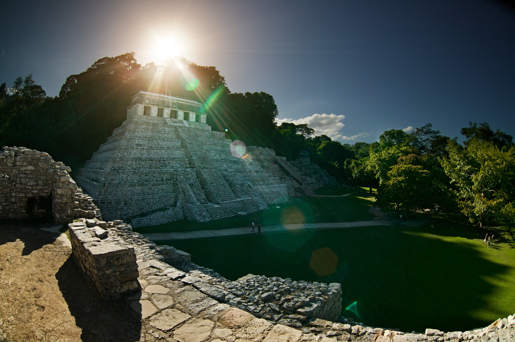 Winter Solstice Sun at Palenque Mayan Pyramids by Tomas A. Photo