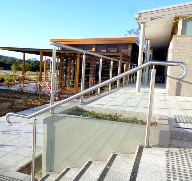 Panasonic DMC-FH2 sample photo. Glass balustrade in sydney photography