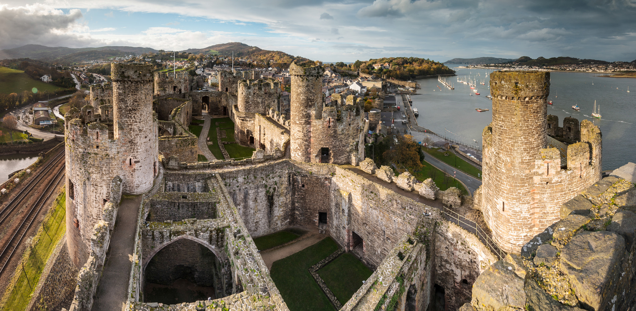 Sony Alpha DSLR-A300 sample photo. Conwy castle panorama photography