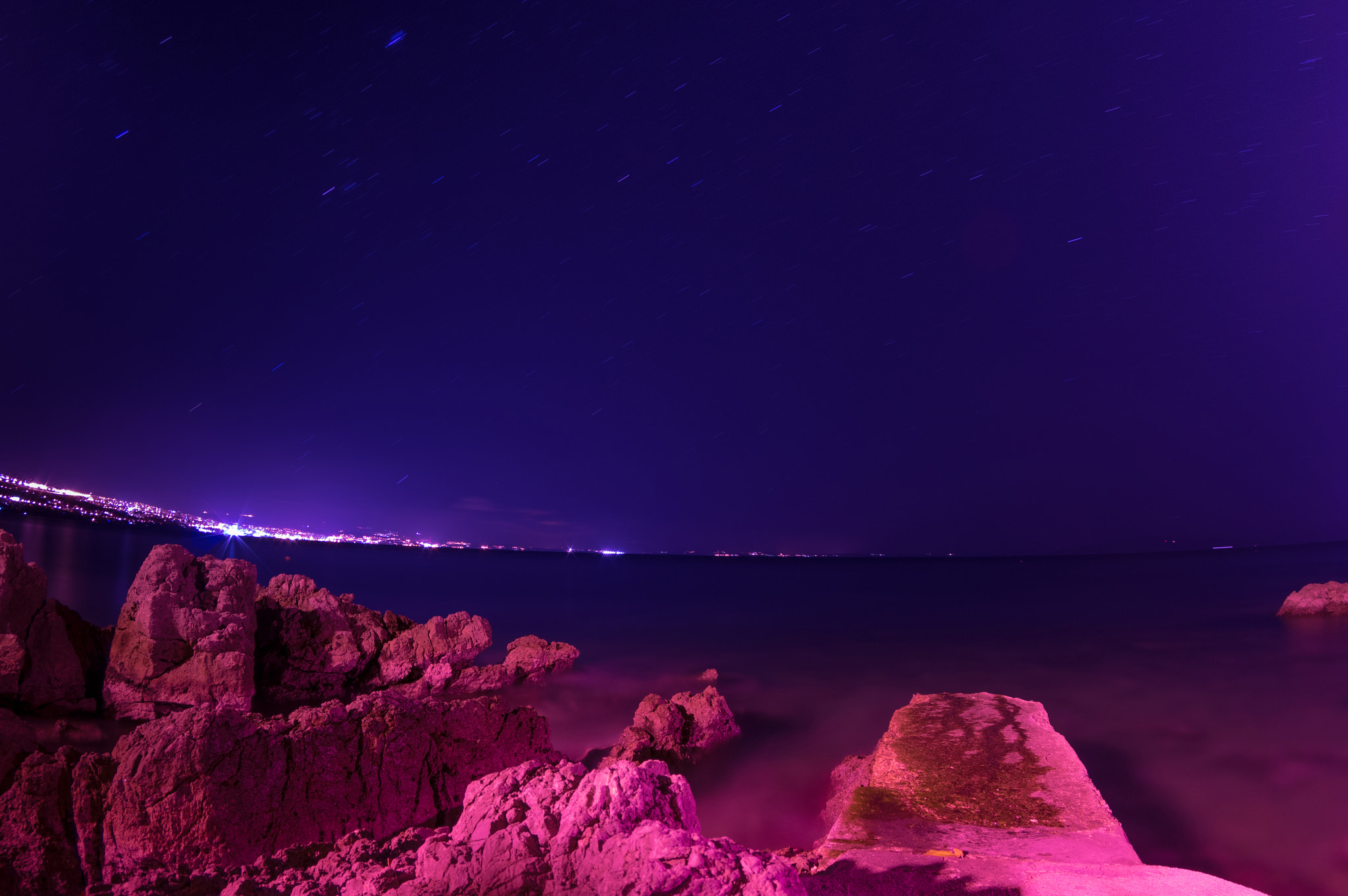 Pentax K-3 sample photo. Star trails over the sea photography