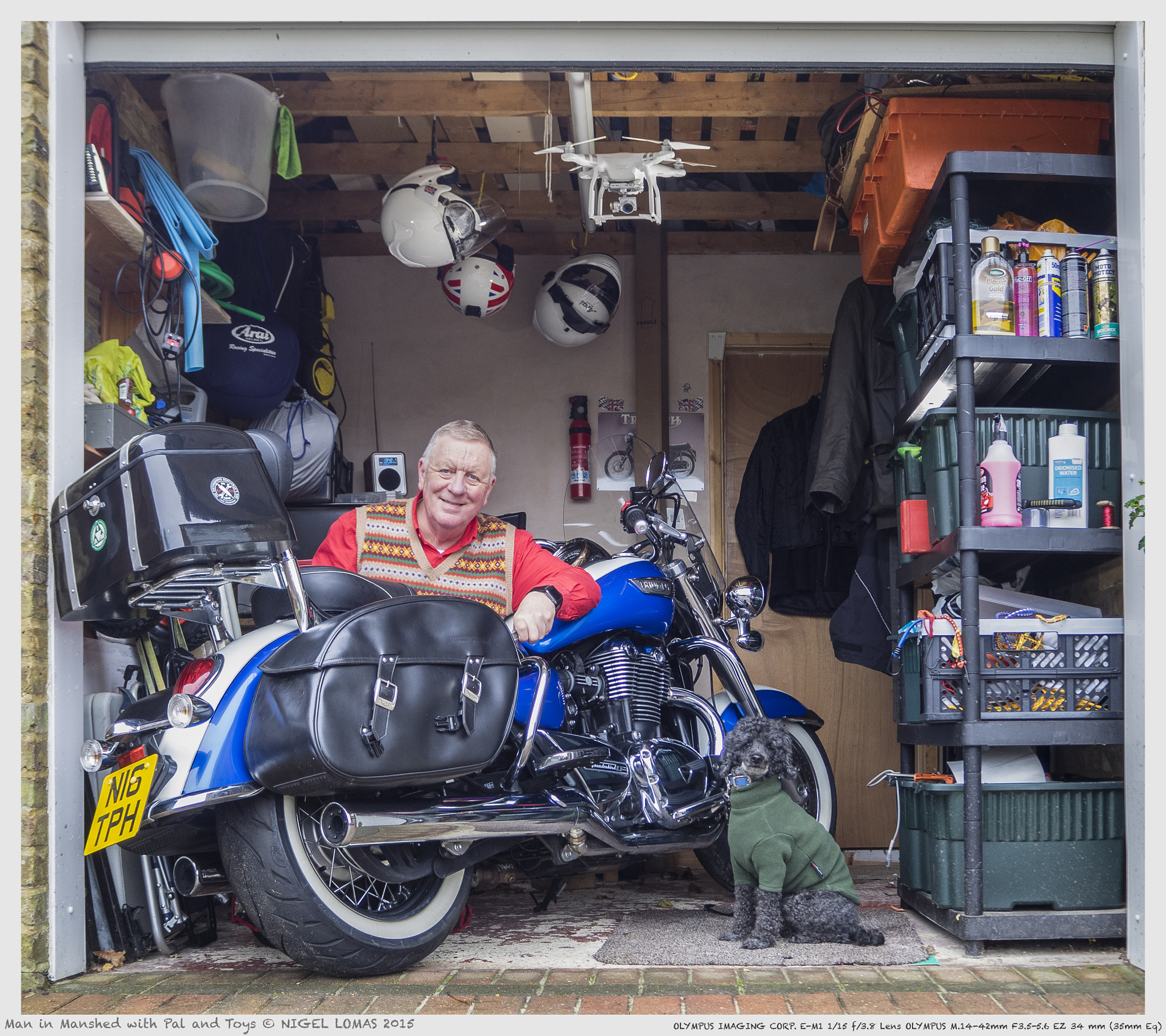 Olympus M.Zuiko Digital ED 14-42mm F3.5-5.6 EZ sample photo. Man in manshed with pal and toys photography