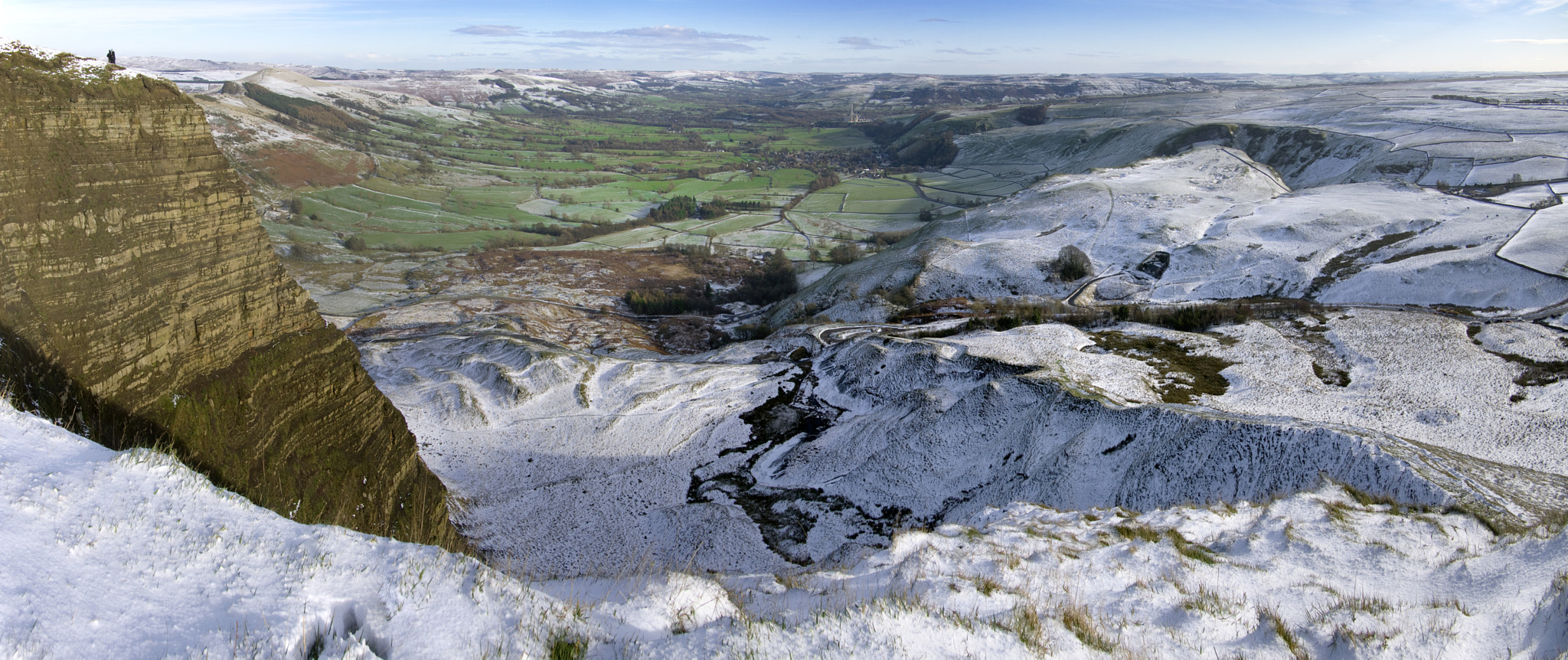 Olympus PEN E-PL1 + Panasonic Lumix G 14mm F2.5 ASPH sample photo. Snow on mam tor photography