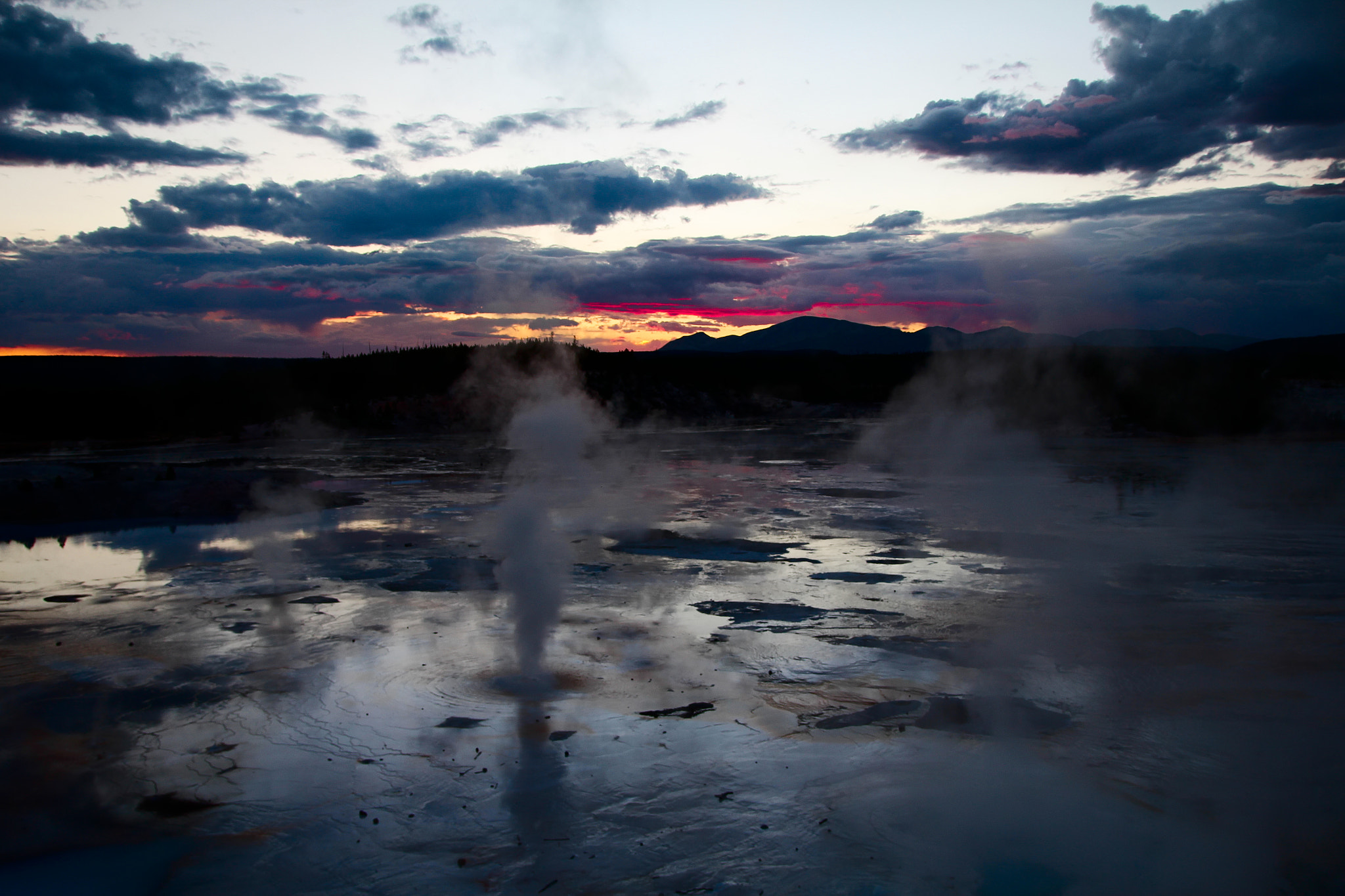 Sigma 17-70mm F2.8-4 DC Macro OS HSM sample photo. Porcelain basin sunset, norris geyser basin, yellowstone national park, july 2015 photography