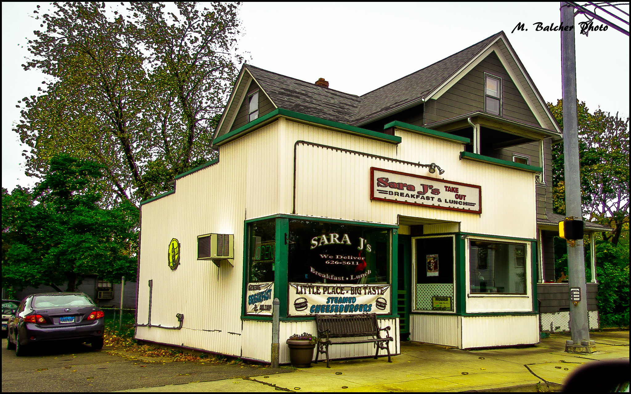 Pentax K-x sample photo. Sara j's place for a burger. neat old, family, resturaunt. photography