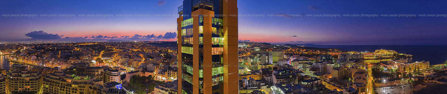 Nikon D7000 + Sigma 30mm F1.4 EX DC HSM sample photo. Portomaso tower, sunset 180. photography