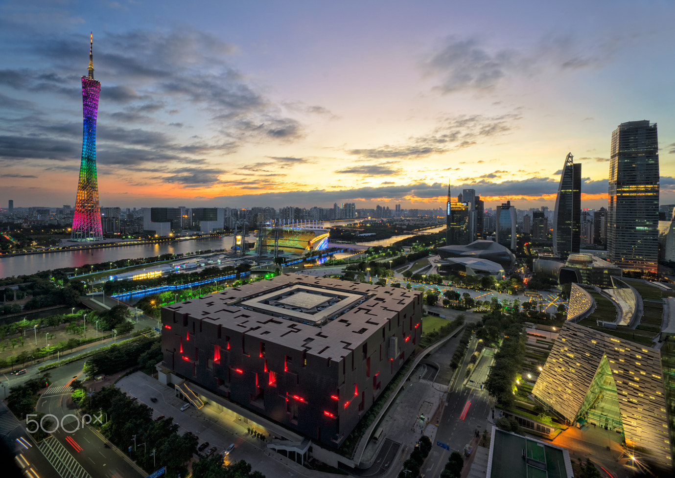 Sony a7 II sample photo. Canton tower & guangdong museum &huacheng plaza photography