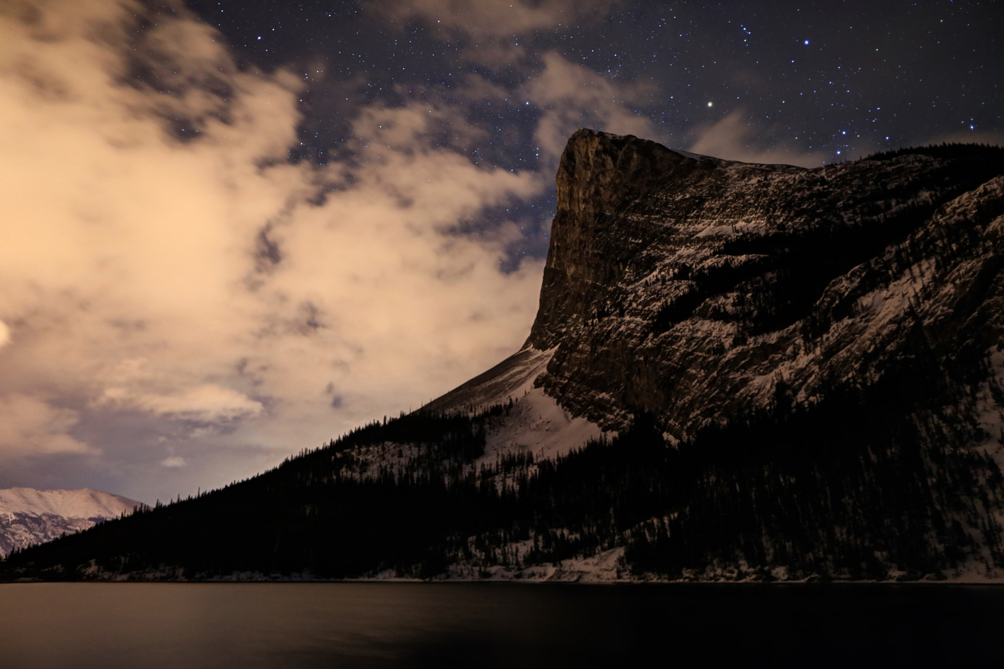 Canon EF 24mm F1.4L II USM sample photo. Ha ling at night canmore photography