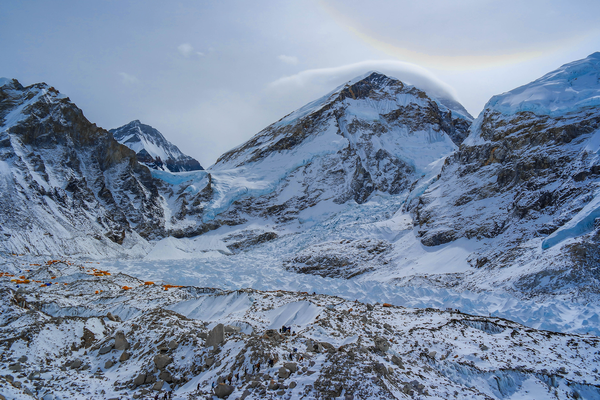 Samsung NX3000 + NX 18-55mm F3.5-5.6 sample photo. Everest base camp, with mt. everest in the back photography