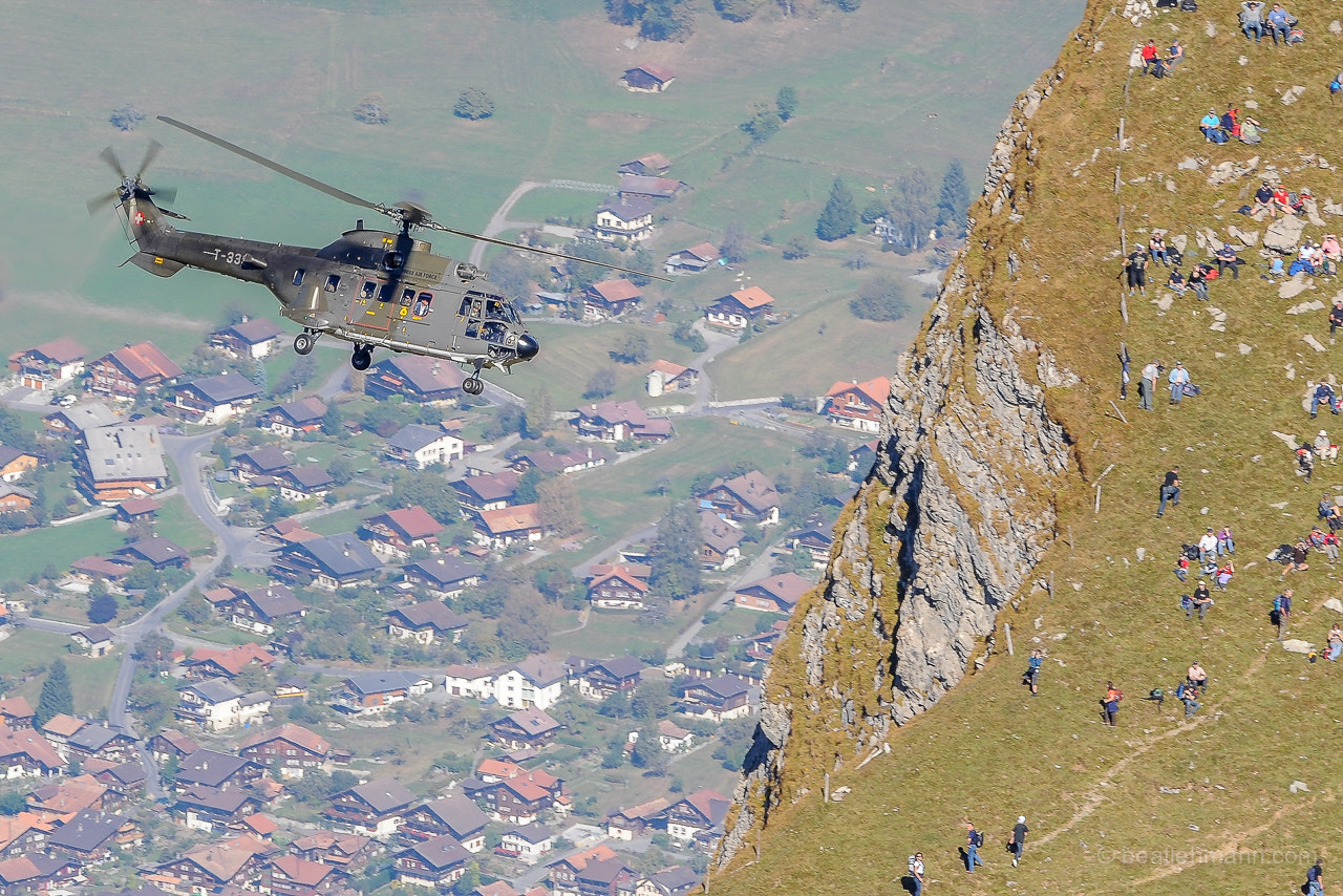 Nikon D3 + Nikon AF-S Nikkor 500mm F4G ED VR sample photo. Swiss air force super puma, axalp/ch photography