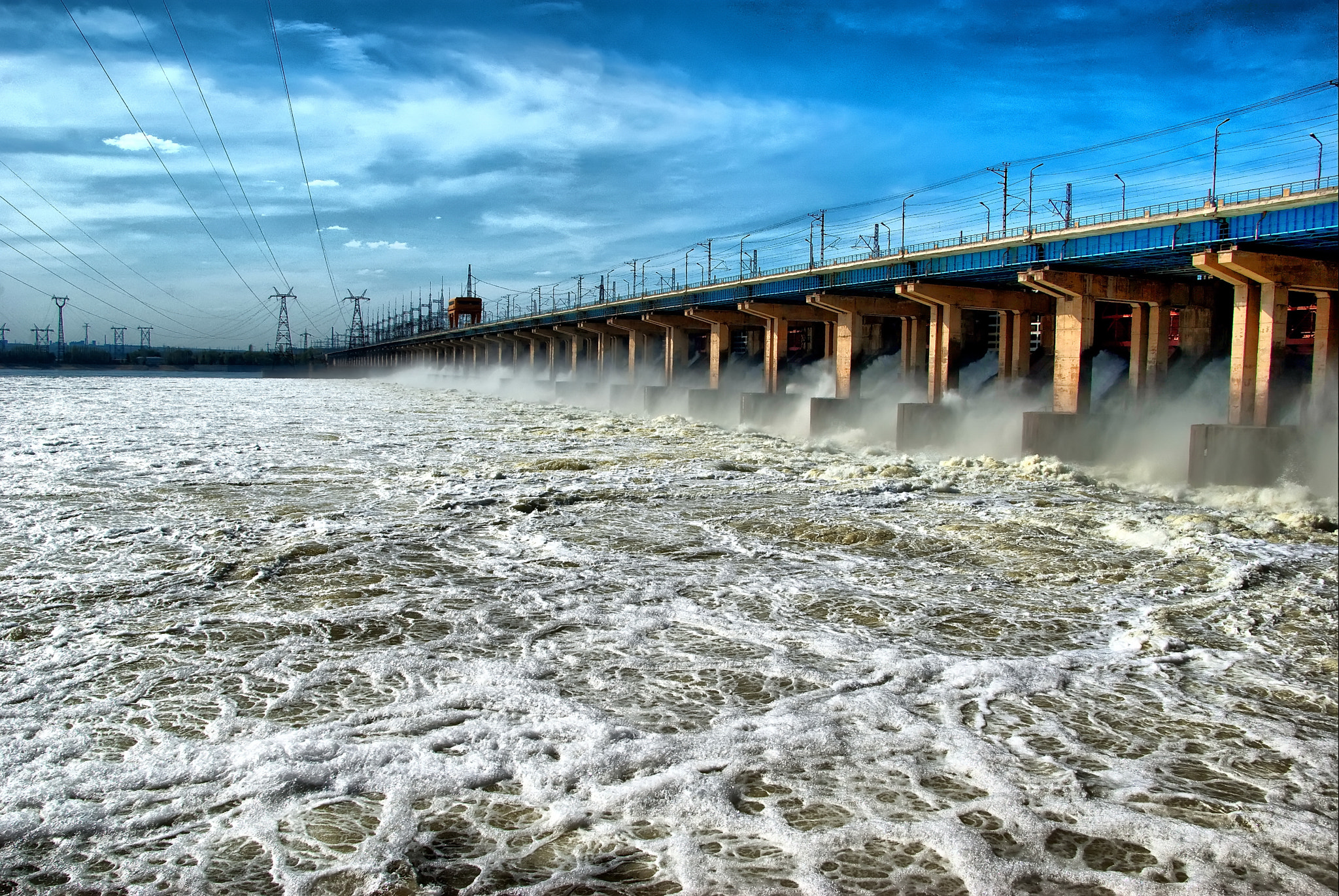Pentax K10D sample photo. Volgograd power station on volga river photography