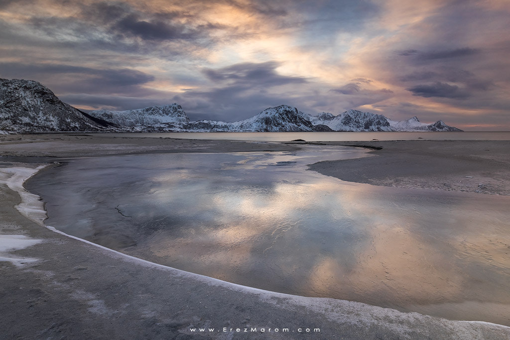 16-35mm F4 OSS sample photo. Ice river photography