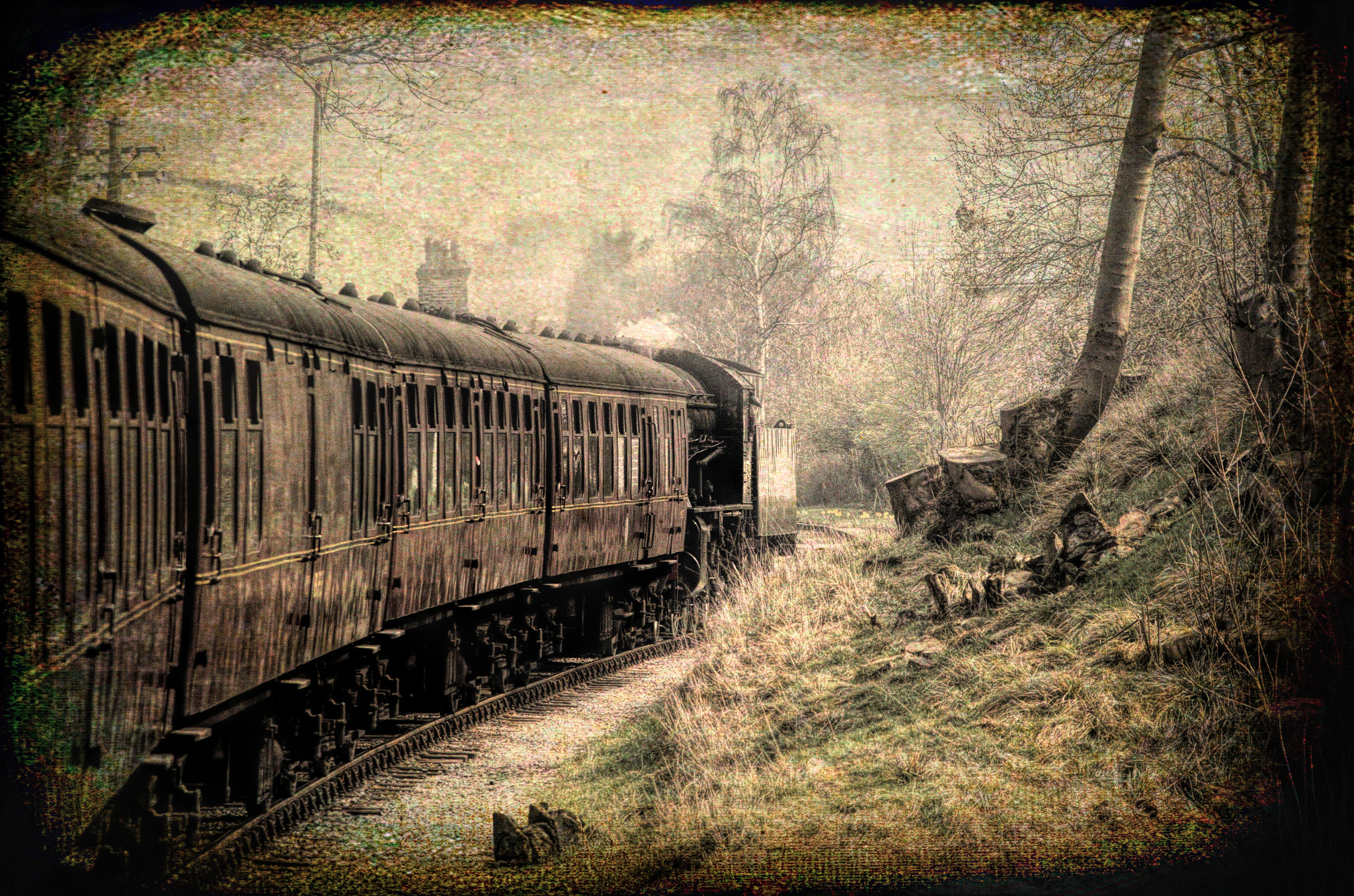 Pentax K-5 sample photo. Steam train grunged photography