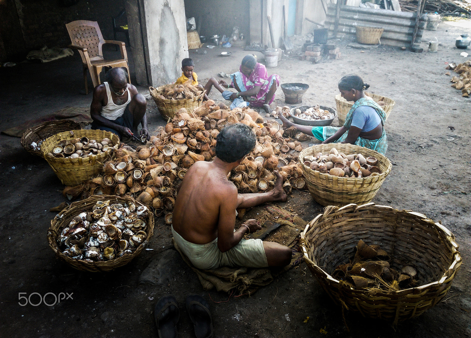 HUAWEI Che1-L04 sample photo. Copra farmer's family at work photography