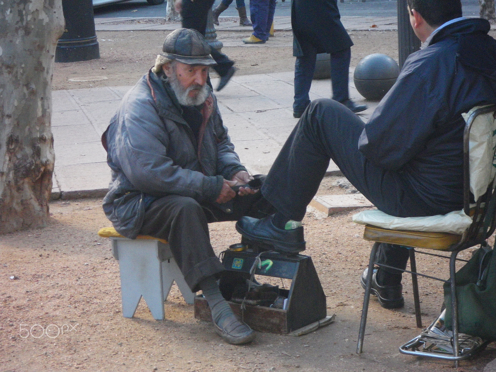 Pentax Optio P80 sample photo. Bootblack in uruguay photography